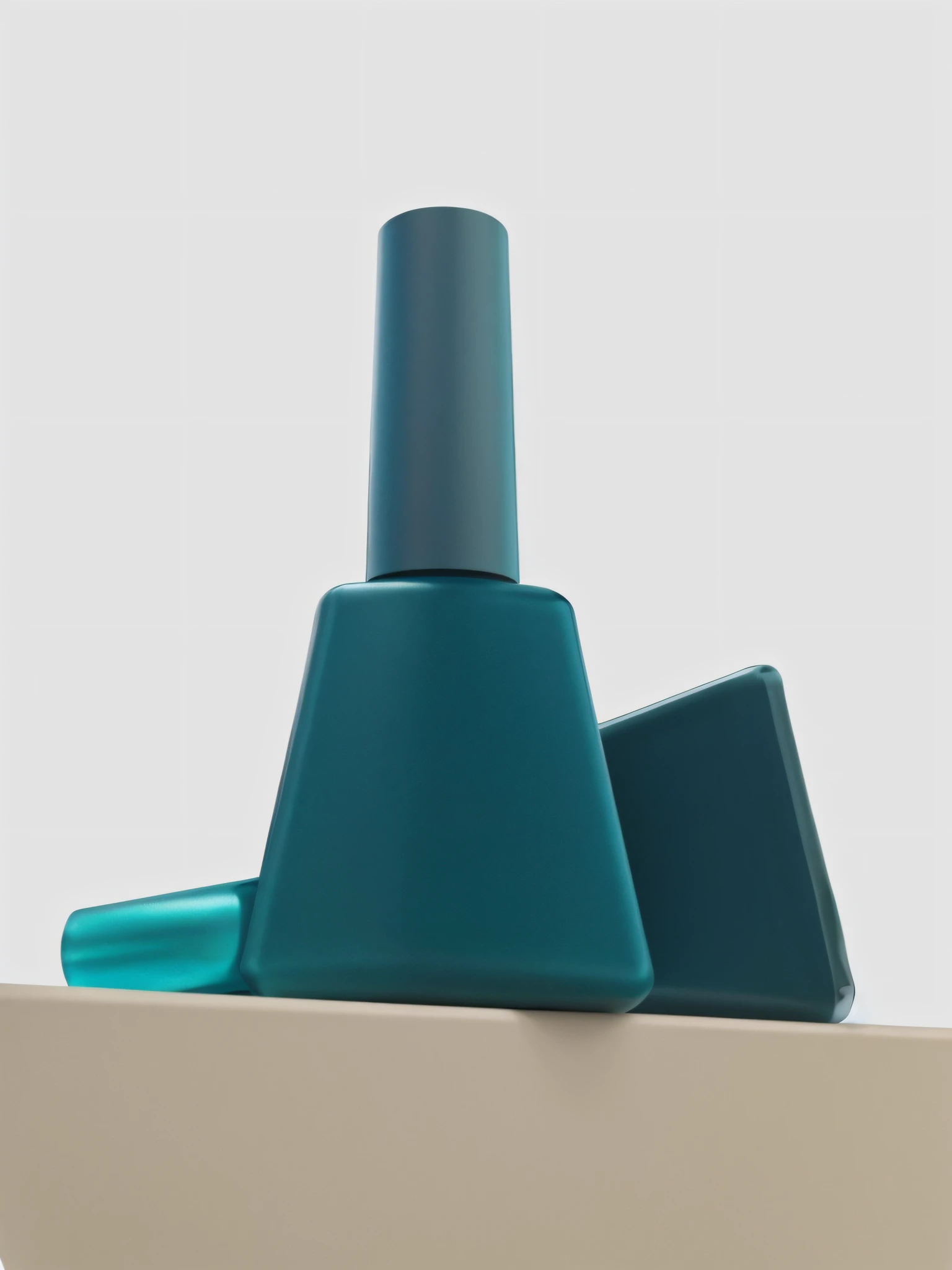 （Two bottles of matte nail polish are placed on white rocks），（Blue sky background）（Granular square bottle），（Matte glass：2），（high detal），（Texture），Telephoto lens，True relationship between light and shadow, 32K, Product Shadow，photorealestic，realisticlying，Ray traching，lightand shade contrast，inverted image，reflective light，Film lighting minimalism，Super fine，tmasterpiece，Award-Awarded