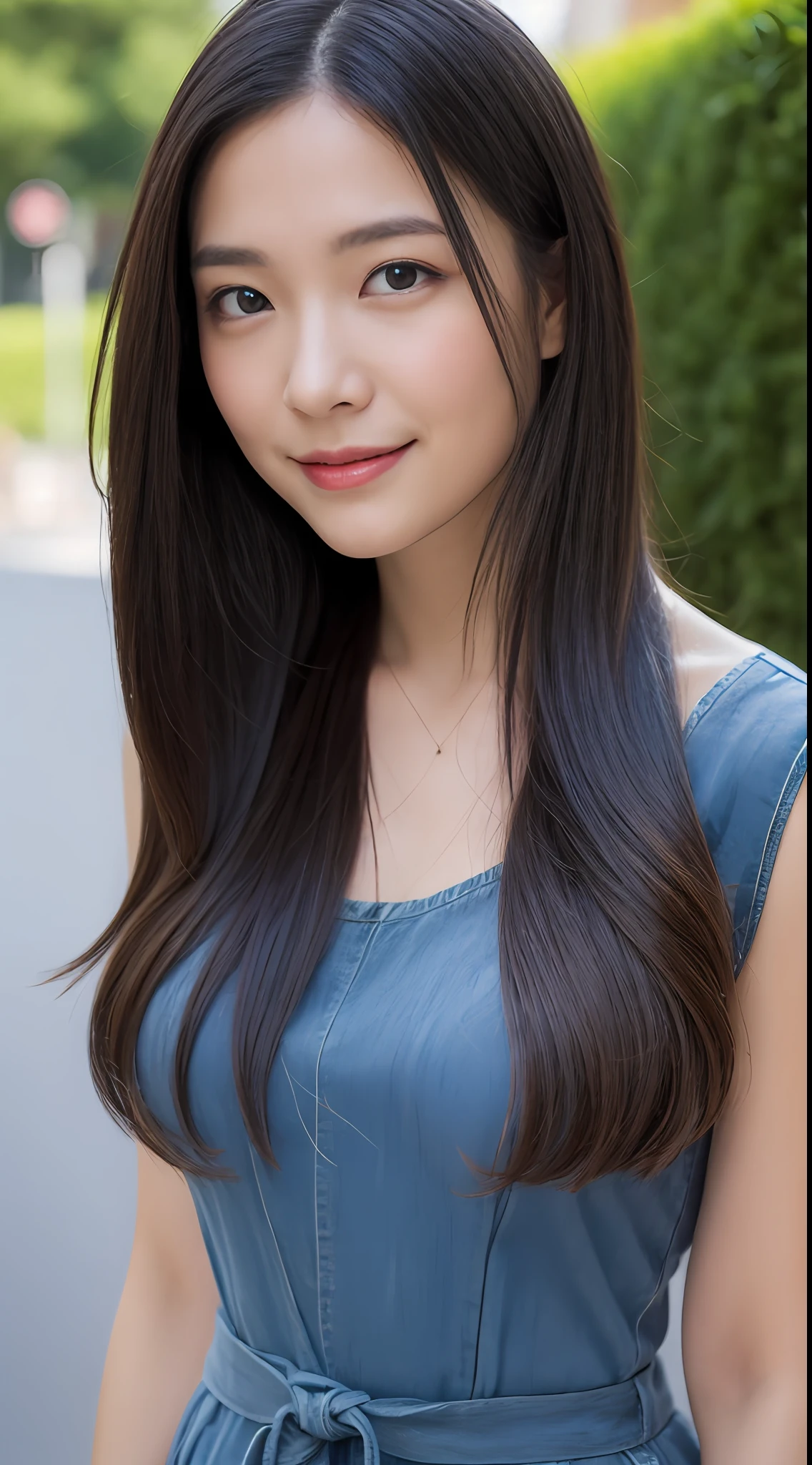 （（Anatomically normal，top-quality，8K，tmasterpiece：1.3）），Beautiful Women in Perfect Figure：1.4，（cabelos preto e longos，different hair style：1.2）），（Different styles of casual outfit：1.3），Highly Detailed Face and Skin Textur，Detailed eyes，二重まぶた，ssmile，（streetview,above waist，Hide hands：1.3）