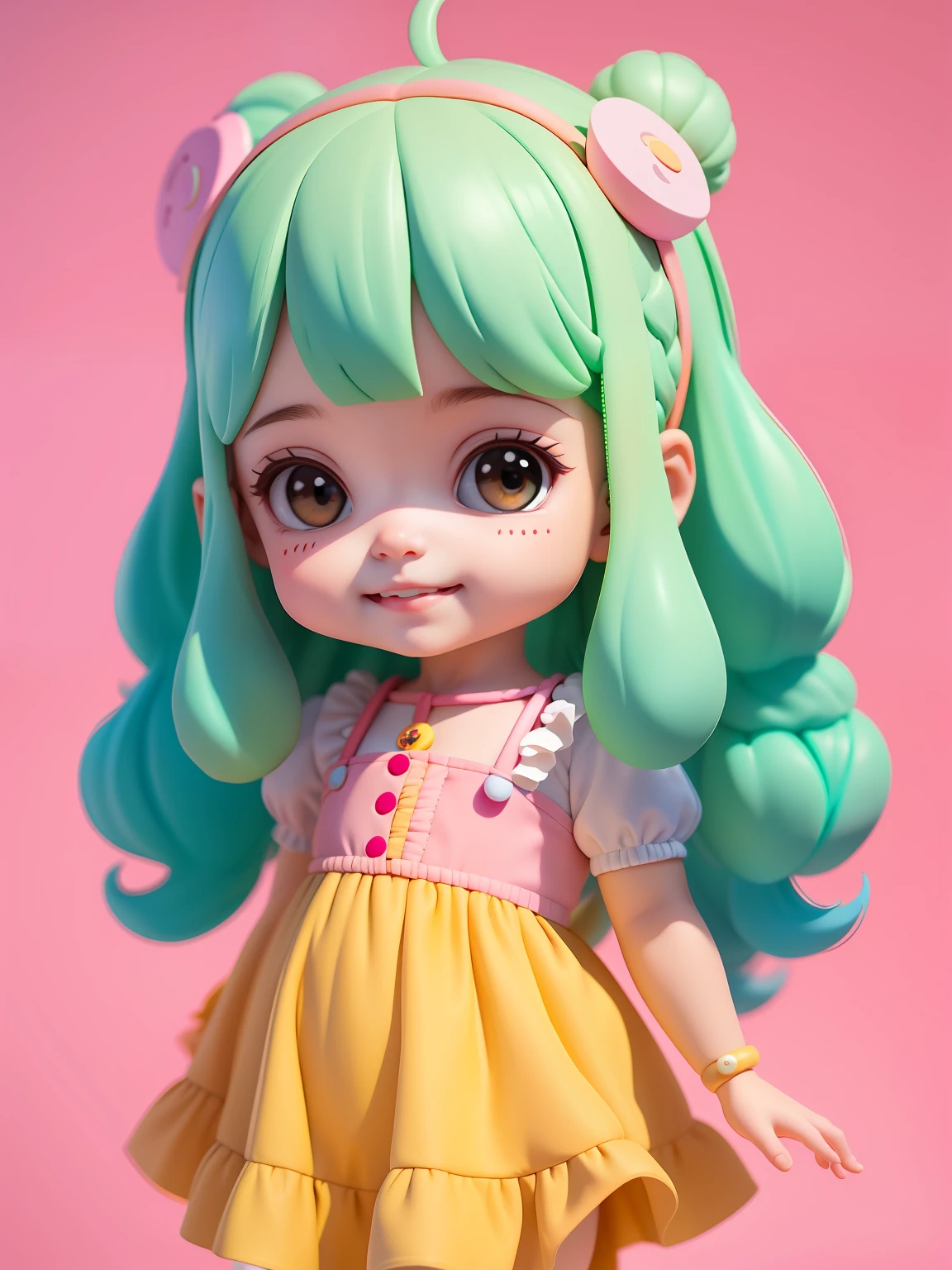 baby menitalhado, sorriso claro, corpo inteiro, :3, cabelo escuro e preso, Modern accessories, fundo tom pastel e simples.