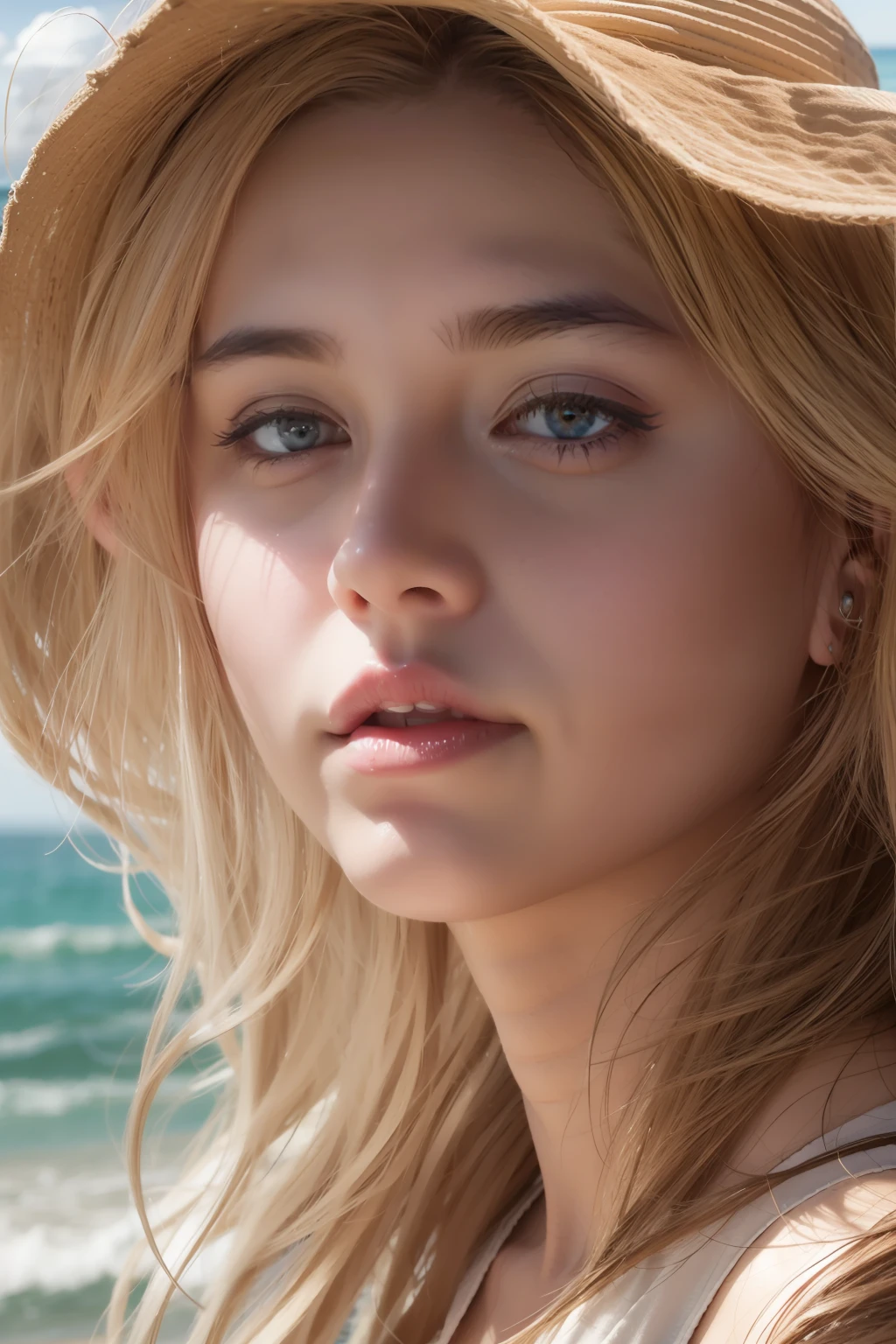 realistic woman、phot、beach