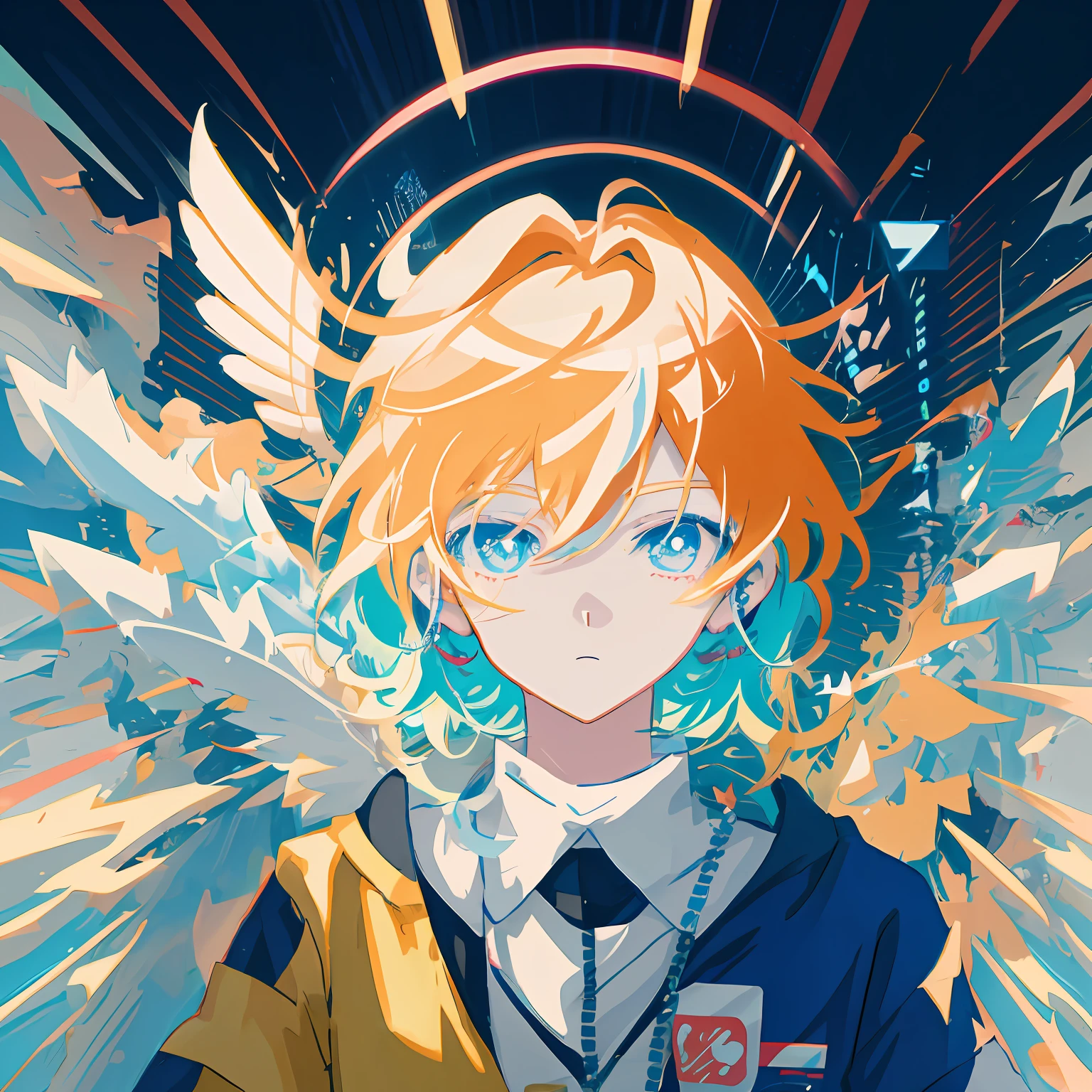 Anime boy with laptop and wings on his head, style of anime4 K, Best anime 4k konachan wallpaper, anime graphic illustration, anime styled digital art, Anime style illustration, Digital anime illustration, Anime visuals of cute boys, dreamy psychedelic anime, Digital art on Pixiv, Key anime art, Detailed digital anime art, anime style digital art, anime illustration