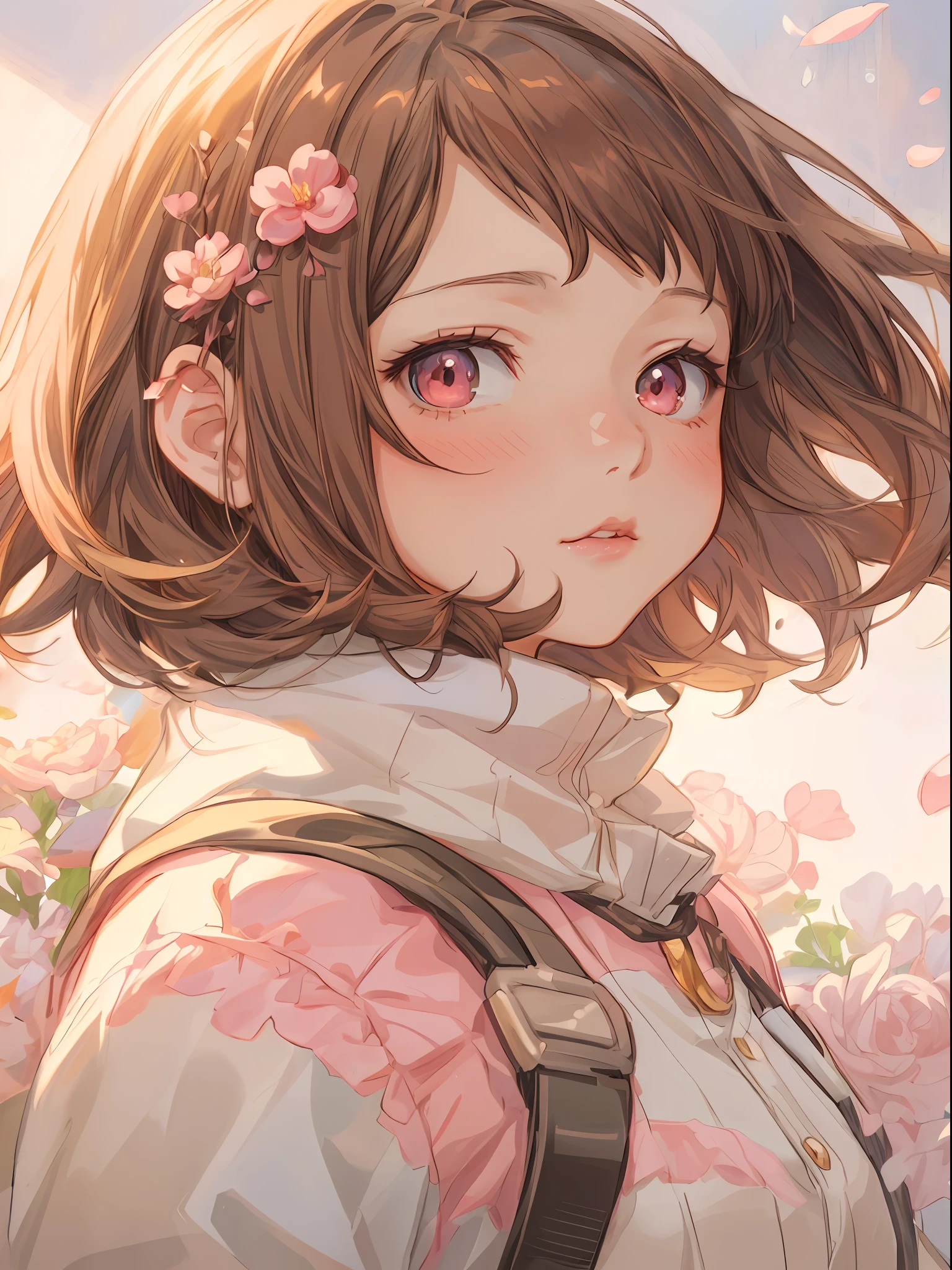 anime girl with a pink flower in her hair, kawaii realistic portrait, beautiful anime portrait, detailed portrait of anime girl, detailed digital anime art, cute anime girl portrait, soft anime illustration, artwork in the style of guweiz, anime visual of a cute girl, digital anime illustration, portrait anime girl, clean detailed anime art, anime style portrait