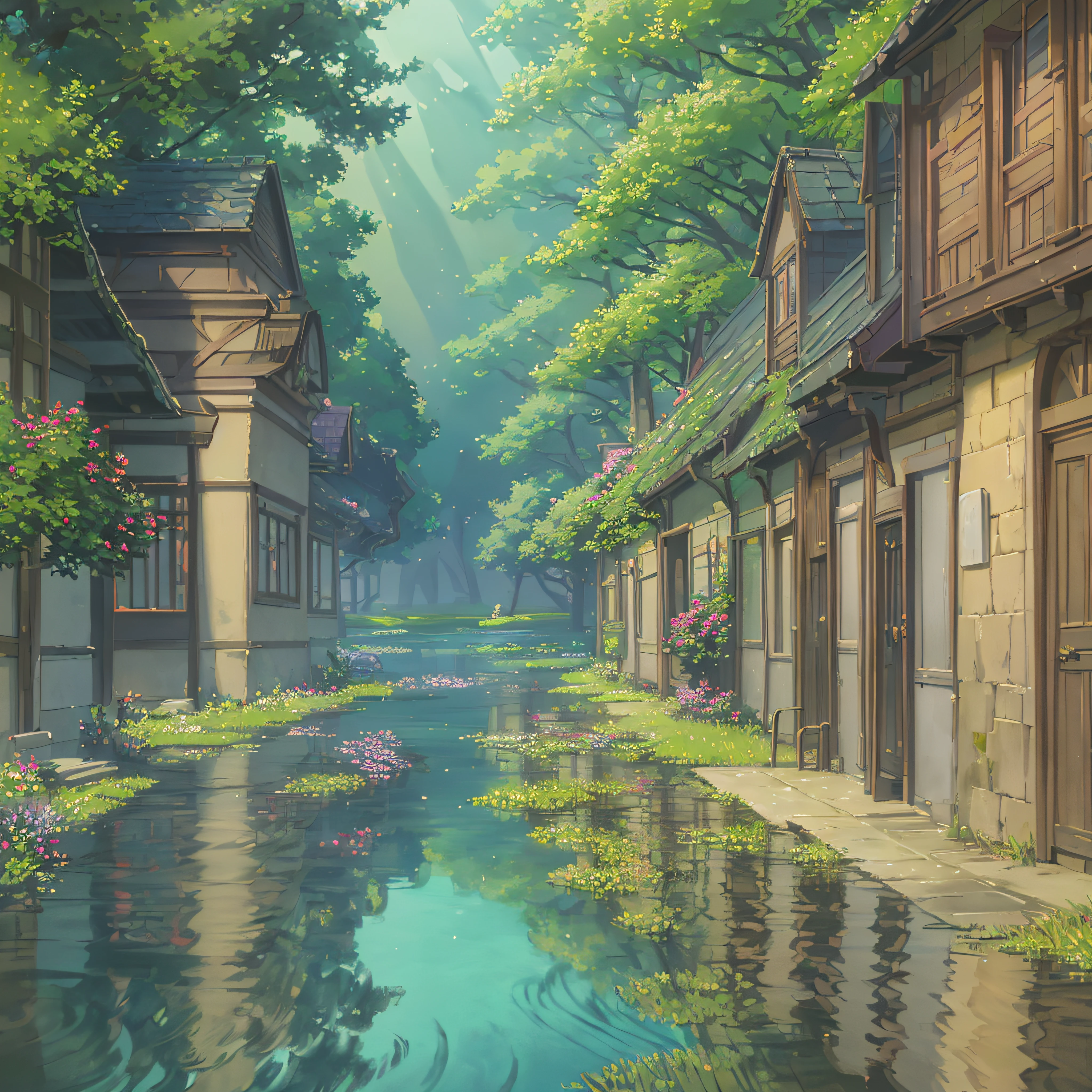 beautiful, elegant, confident, (depth of field:1.3), cel shading, (masterpiece), (best_quality), (illustration), anime movie background, official art, cinematic location design, a Latvian (swamp:1.3), a fanciful digital oil painting[, trending on artstation::0.4], fisheye lens