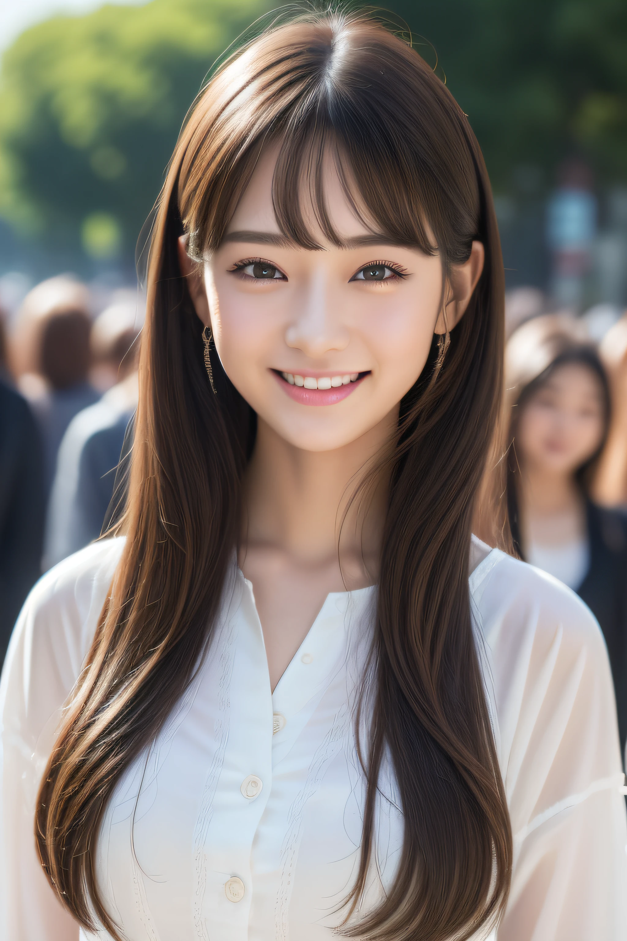 (8K、Raw photography、top-quality、masuter piece:1.2)、ultra-detailliert、ultra res、(realisitic、rialistic photo:1.37)、portlate、high-definition RAW color photography、Professional Photography、highly detailed and beautiful、ighly detailed、8K Wallpapers、amazing detailed、huge filesize、Official art、Highly detailed CG Unity 8K wallpapers、highly detailed beautiful girl、extra detailed face、extremely detailed eye、highlydetailed skin、extremely detailed fingers、highly detailed nose、very detailed detailed mouth、Perfect Anatomy、highly detailed back ground、Highly detailed clothing、女の子 1 人、(18:1.2)、Teen、Cute little girl s、famous Japan idol、cute little、Realistic body、小柄、de pele branca、glistning skin、Slim body、Handsome body、brown haired、Straight Long、A smile、kawaii、zora々Right、kawaii faces、Lifelike face、Delicat eyes、Sauce order、Onepiece、耳Nipple Ring、Looking at the camera、cowboy shot、front facing、Standing、Contrapo, high street, public, 动态照明,