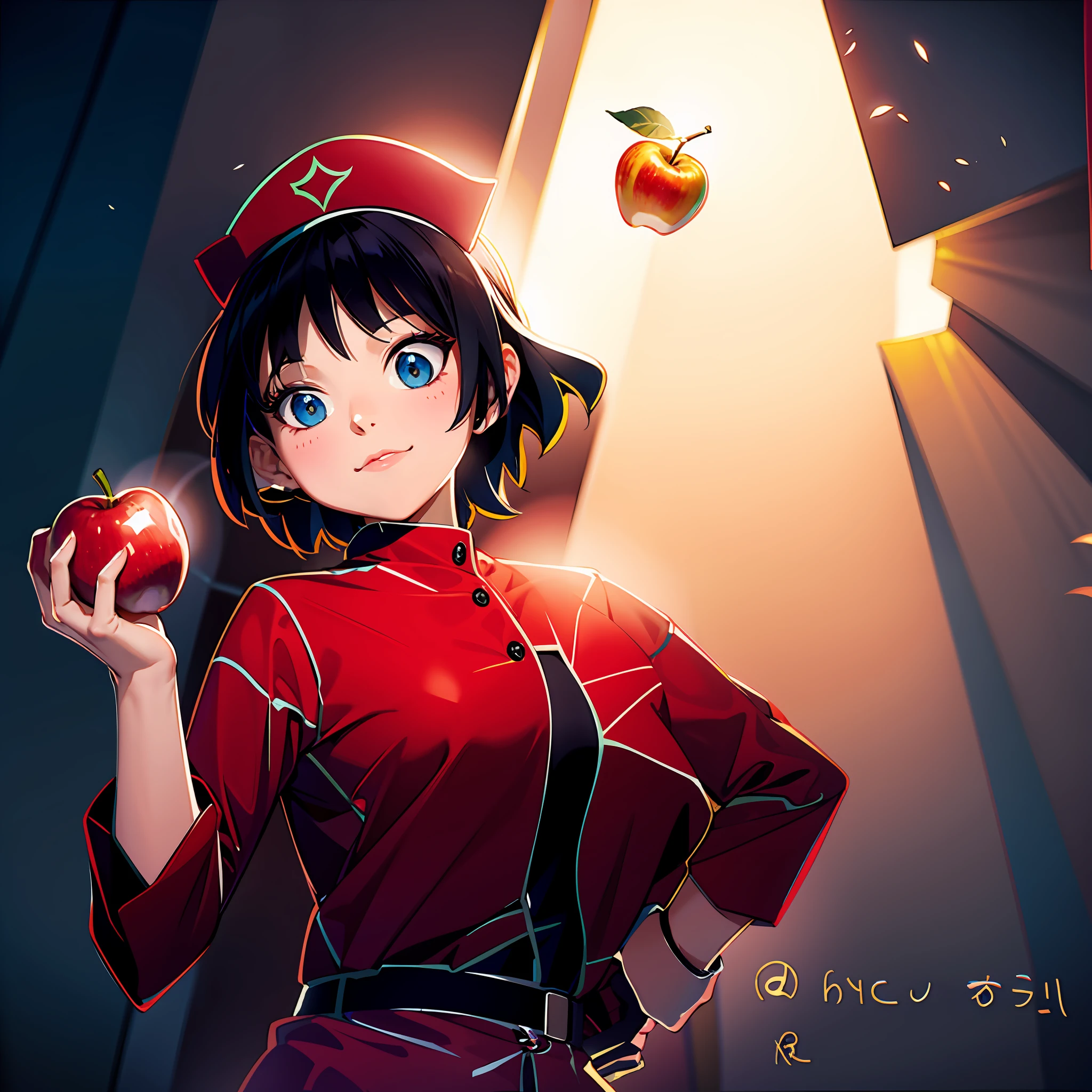 woman holding an apple