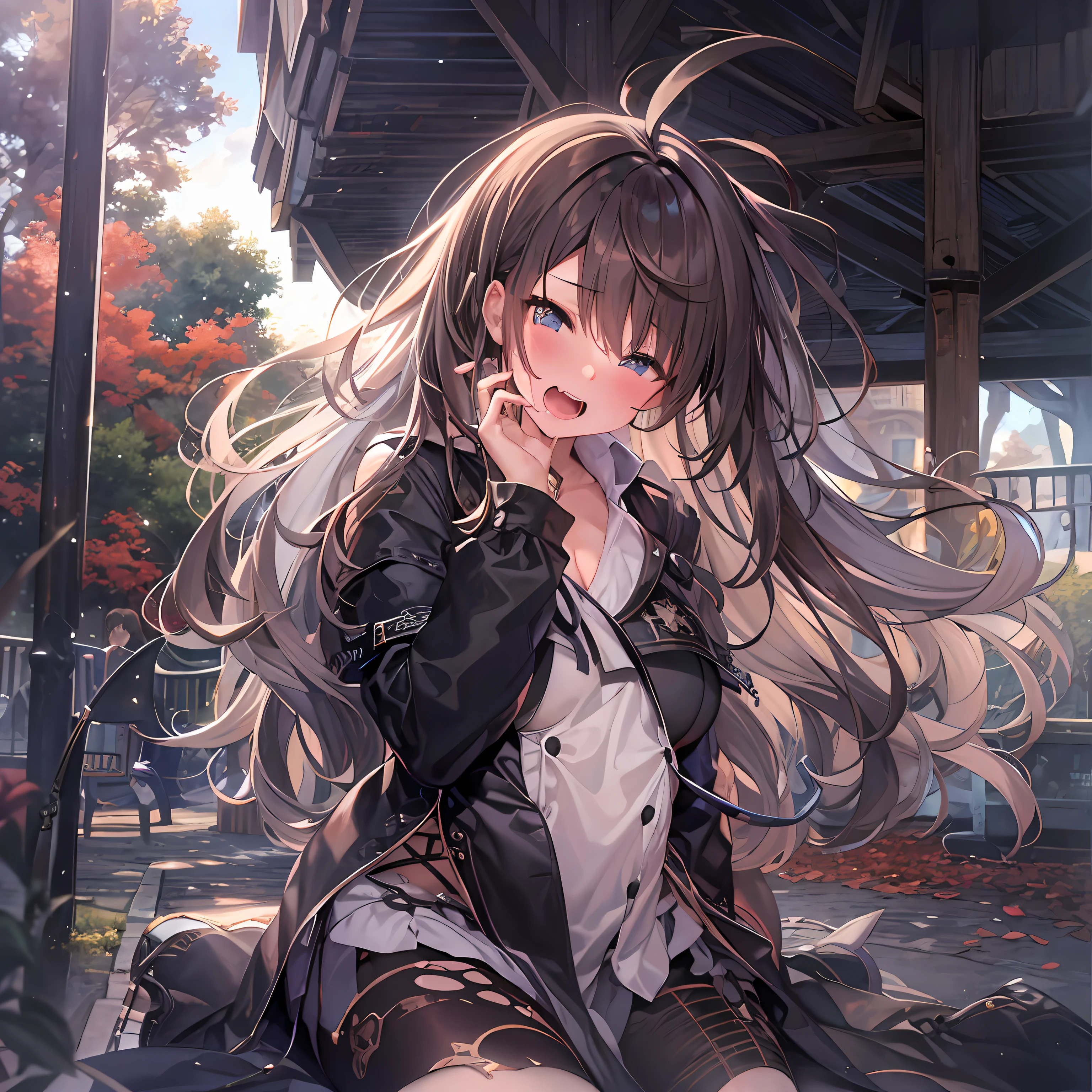 top-quality、masterpiece、超A high resolution、(Photorealsitic:1.4)、One girl yawning in the park、Panting face、A dark-haired、Functional、Bewitching、Dramatic Lighting、full body Esbian、maikurobikini、huge-breasted、Getting from behind、a park、Pubic hair shows through、all-fours、blushed face、Functional、Nasty、the kiss