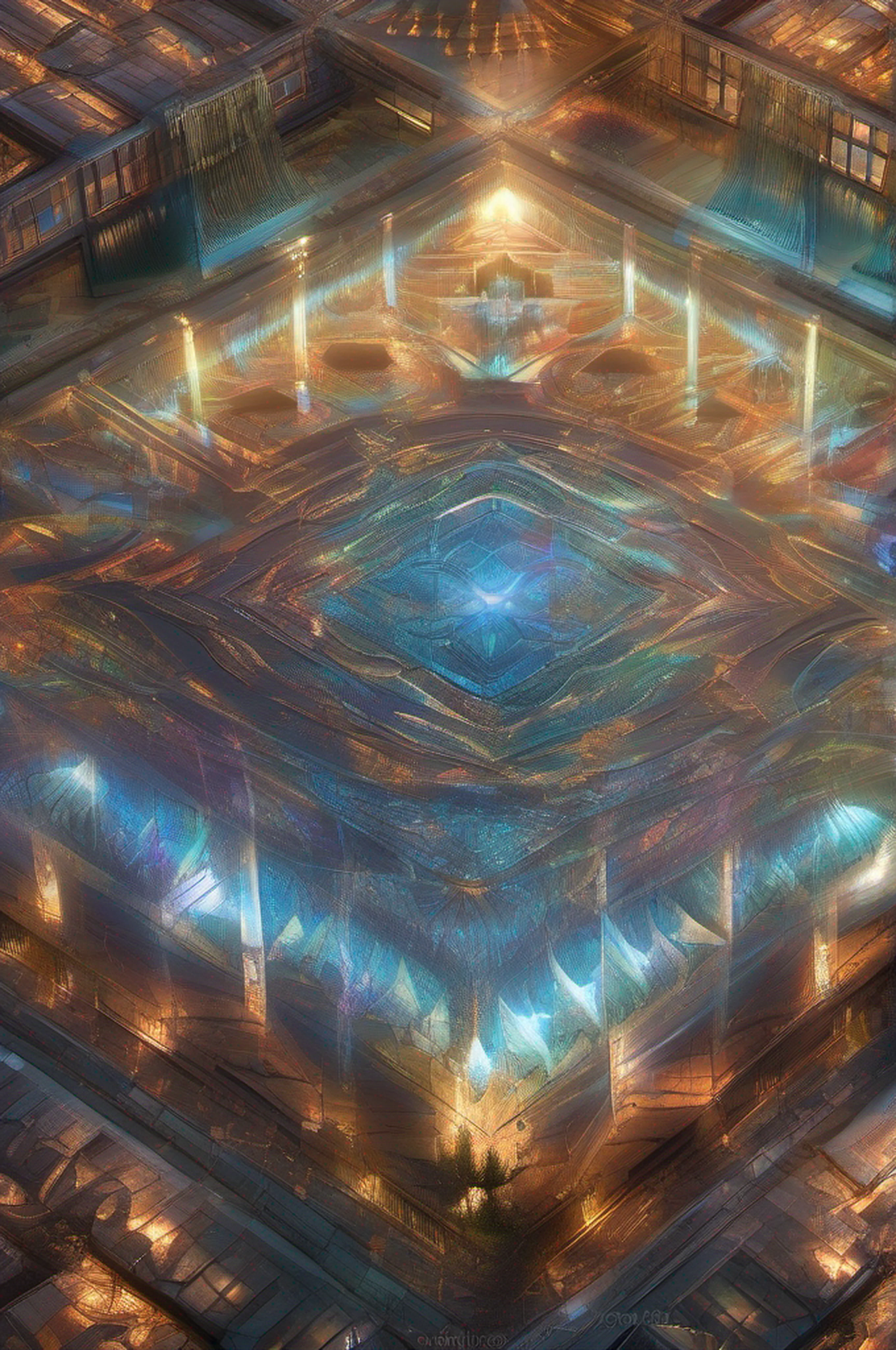 Holographic foil, Luminism, from above, Ultra-Wide Angle, optical illusion, image fill, UHD, masterpiece, ccurate, award winning, highres, best quality, 16k
