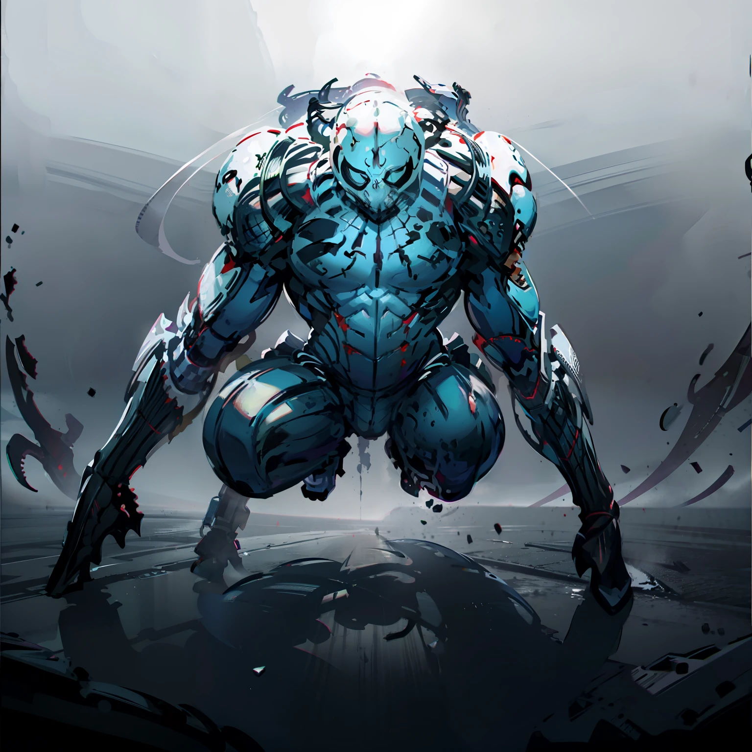Full body shot, No background, White background, full white body, female, no eyes, like venom from spiderman,