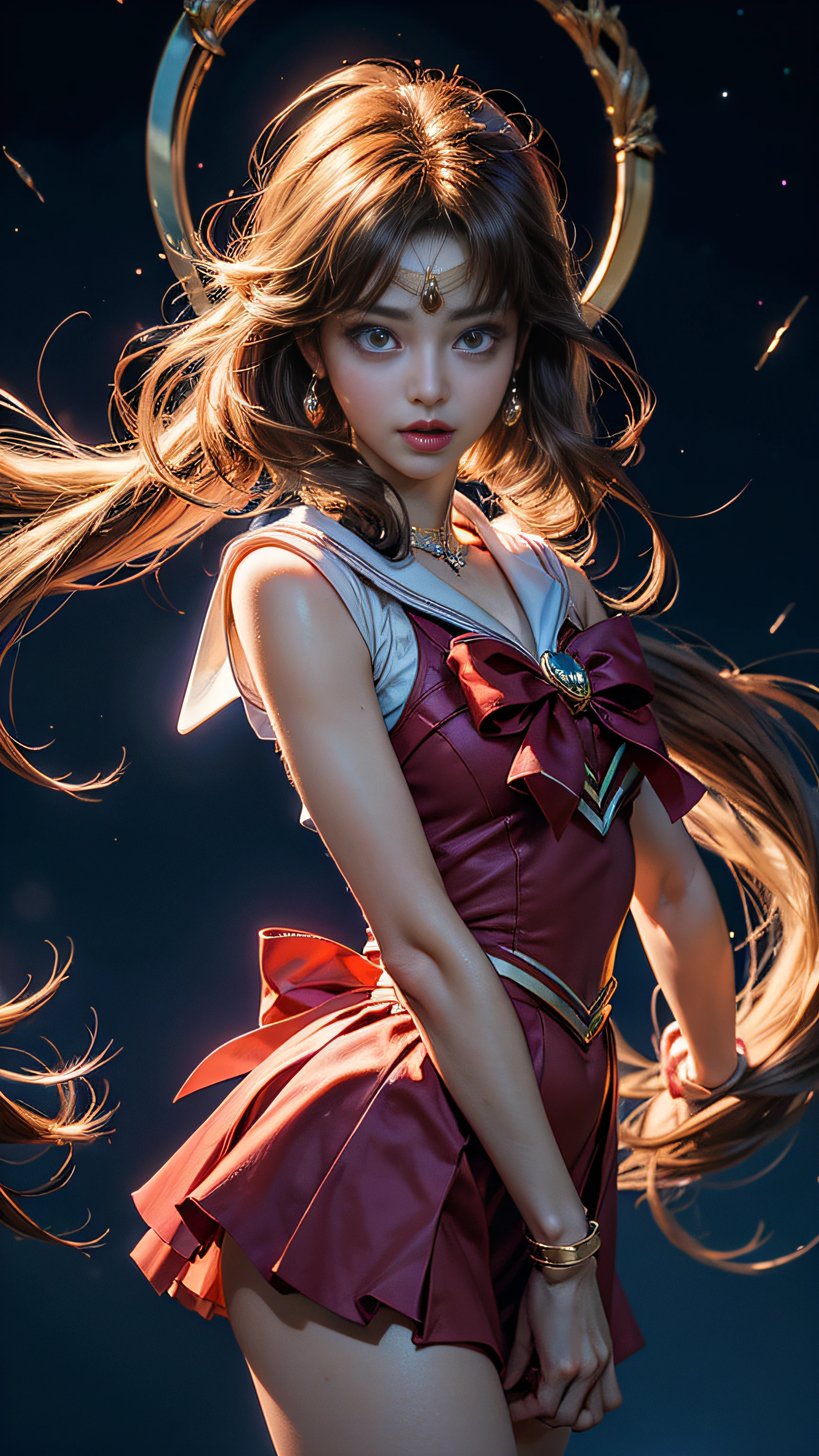 Super beautiful glowing big eyes、((masterpiece)), ((top-quality)), (ultra-detailliert), ((ighly detailed)), 4K, (8K), Sailor Moon, long Brond Hair, The aesthetics of Sailor Moon, dreamcore, Aesthetics of pleasure