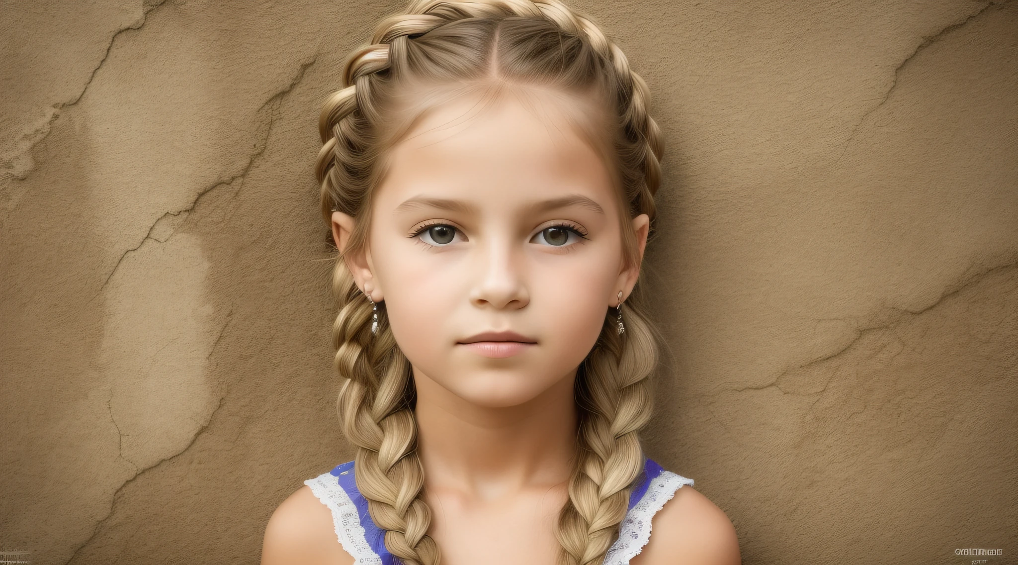 girl CHILD , Russian blonde in braids, MUITOS CRANIOS, ossos, Bones.