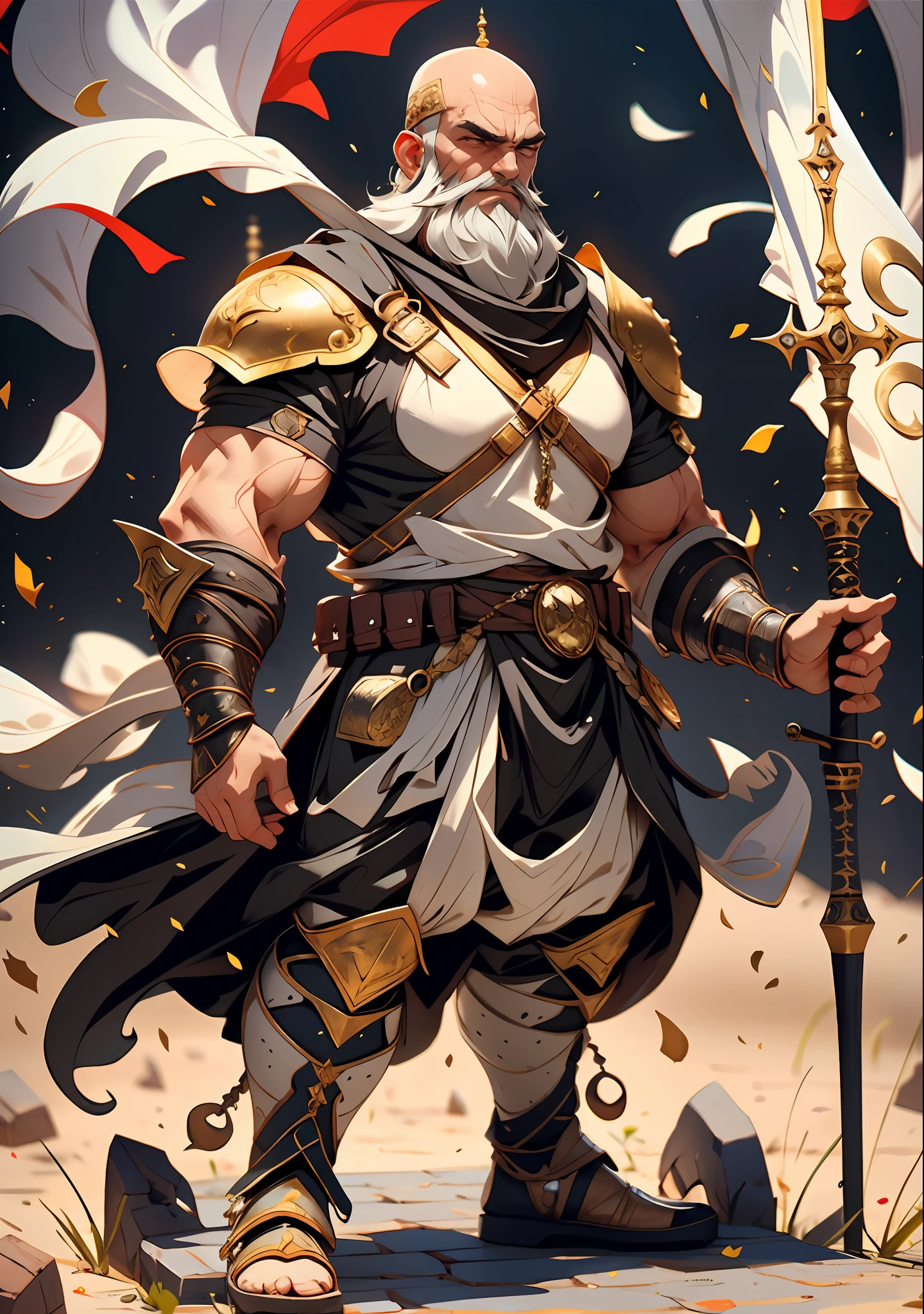 Moroccan islamic warrior bald beard Armor convers his whole body