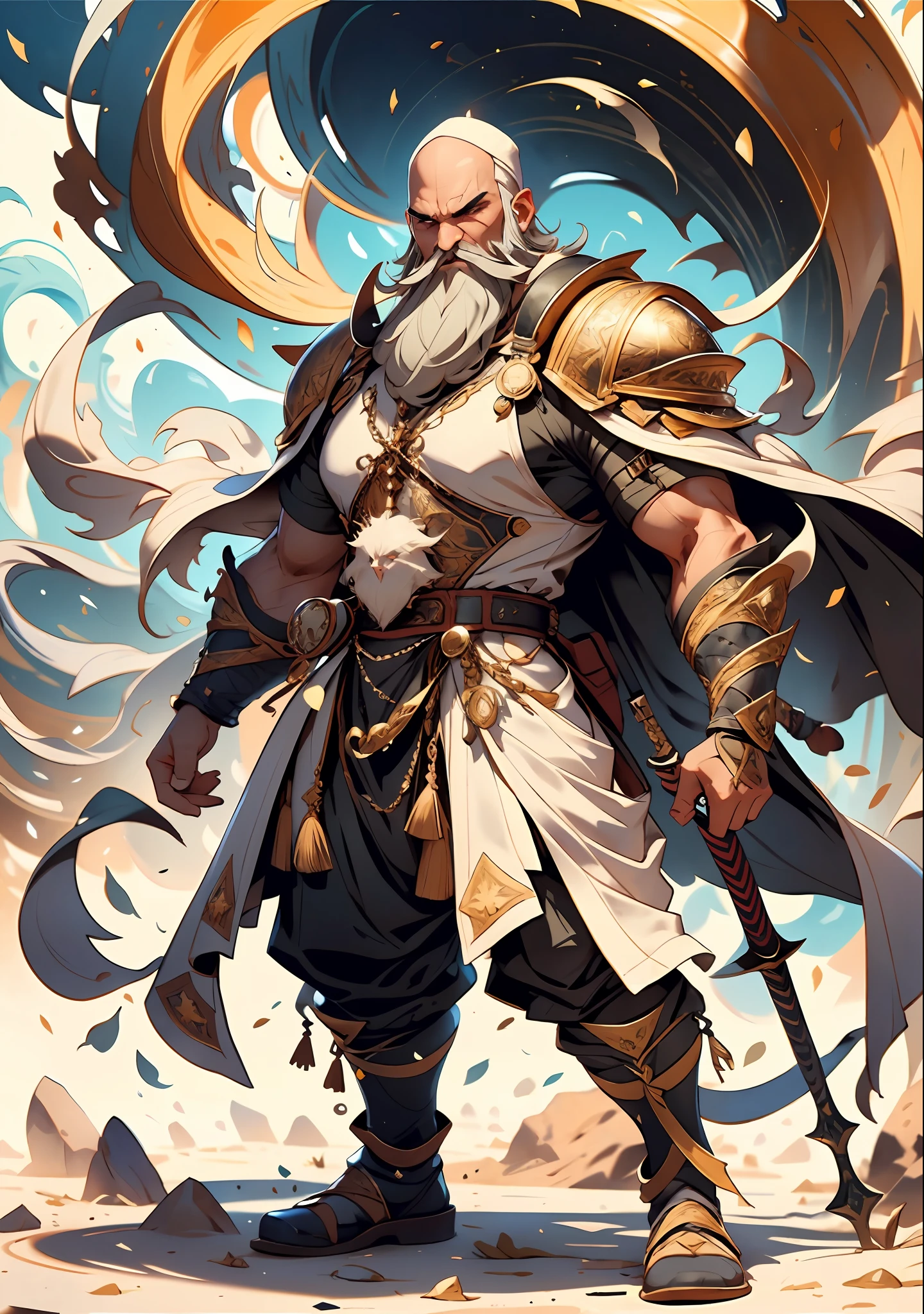 Moroccan islamic warrior bald beard Armor convers his whole body