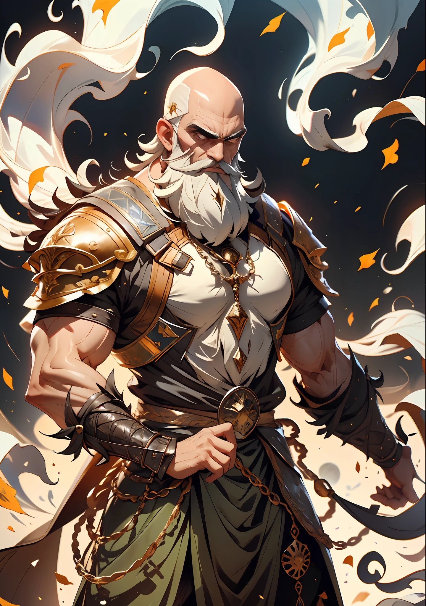 Moroccan islamic warrior bald beard Armor convers his whole body