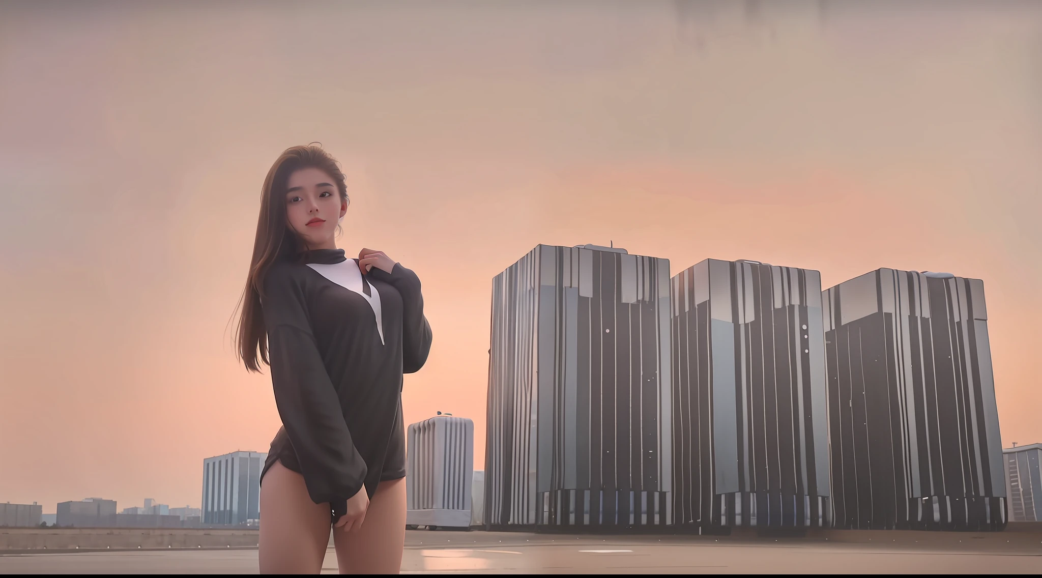 15 year old girl,brunette color hair,Outdoor airport,standing on your feet,Spread your legs,nedium breasts,Naked,dewpoint,8K maximum resolution,realisticlying,Slim