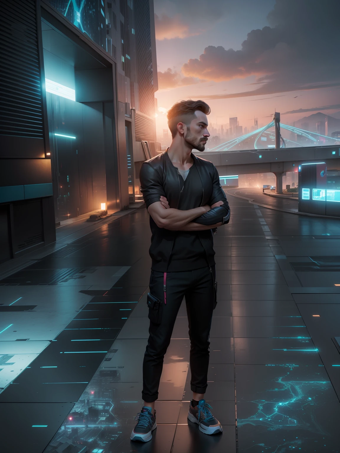 Change background for cybercity,ultra realistic ,parson no changes