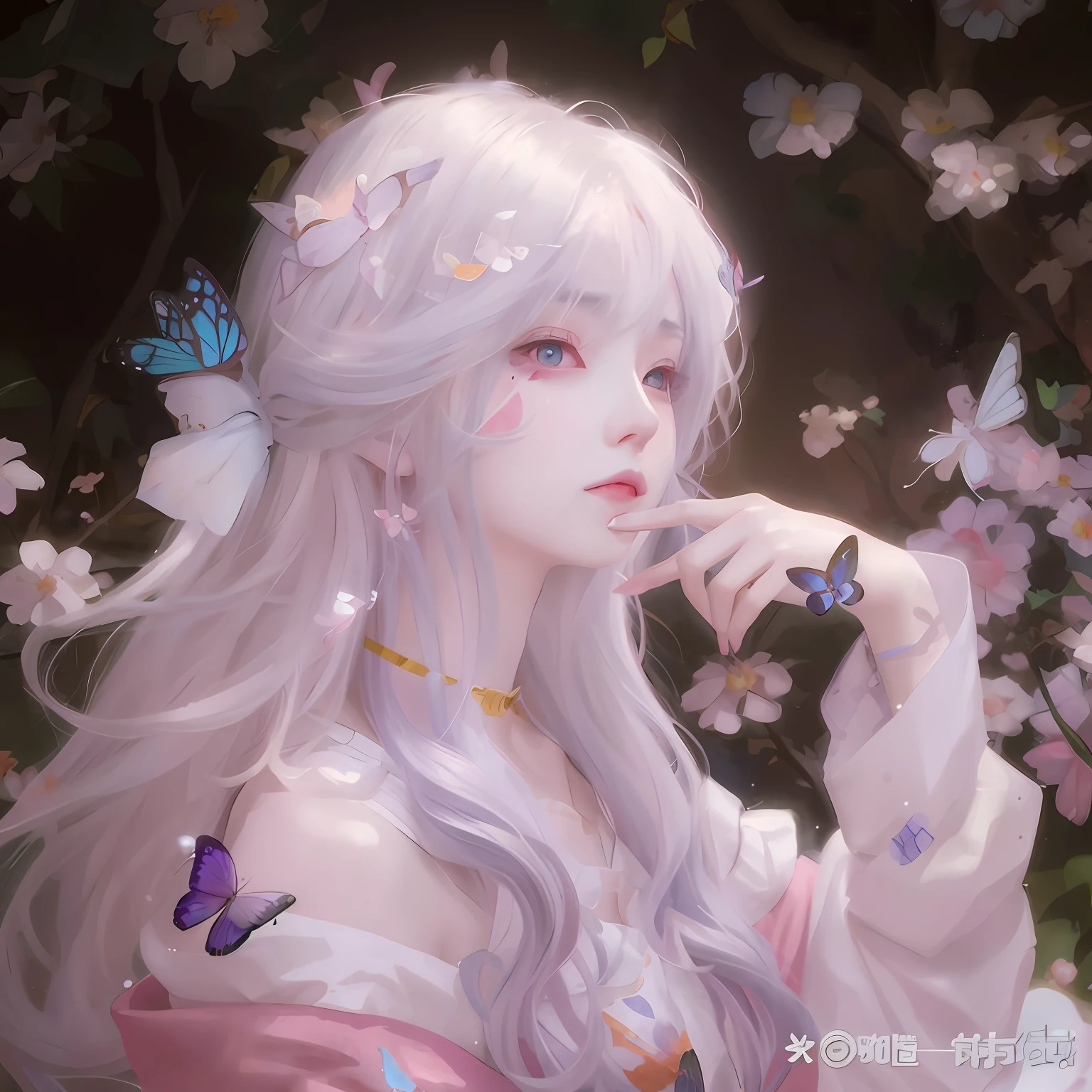 Anime girl with butterfly hair and butterfly wings, Guviz, Guviz-style artwork, Guweiz in Pixiv ArtStation, By Li Song, a beautiful anime portrait, Guweiz on ArtStation Pixiv, Beautiful character painting,