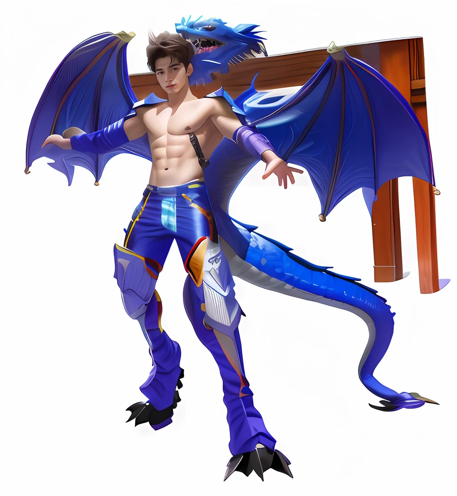 Best quality, ultra high resolution, ultra-detailed,realistic,18 years old,boy,Turned into a dragon,