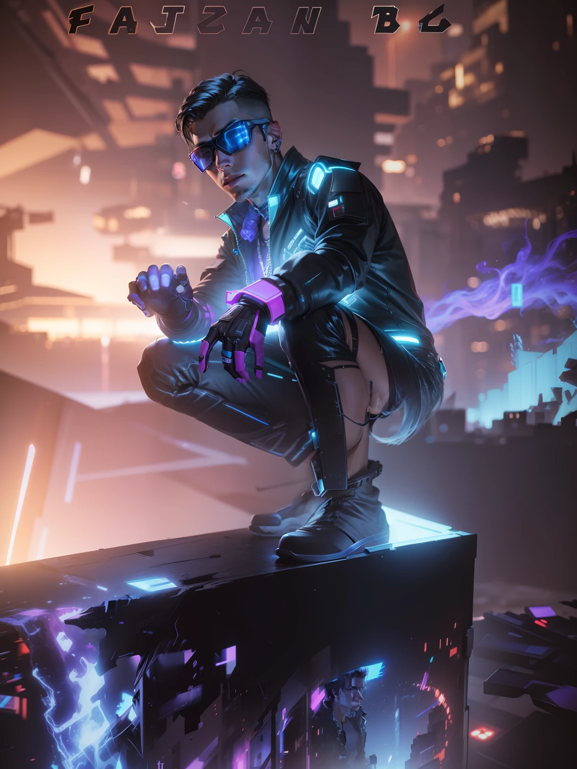 Change background cyberpunk handsome boy. Realistic face, 8k, ultra realistic, VFX