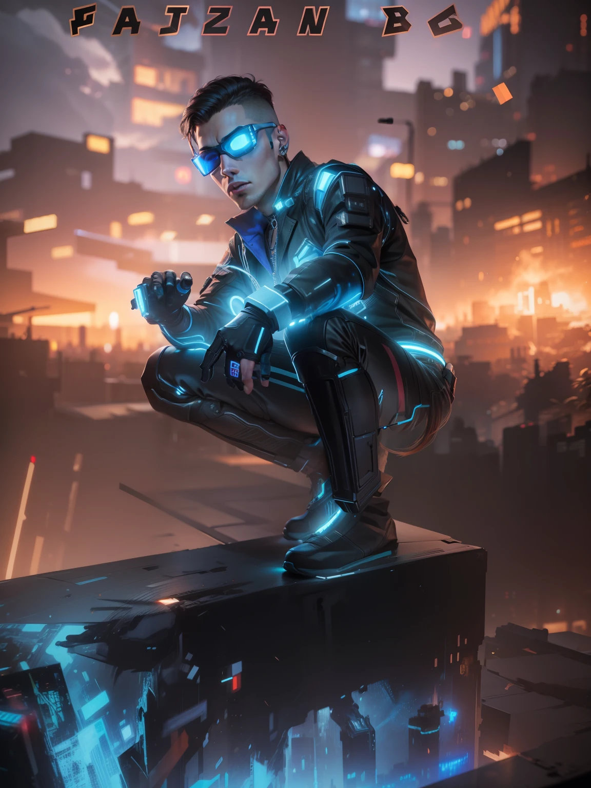 Change background cyberpunk handsome boy. Realistic face, 8k, ultra realistic, VFX