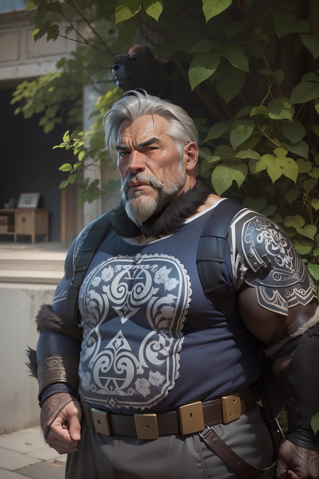 Strong bear,mtu,A old man,ancient wind,muscle men,Big chest
