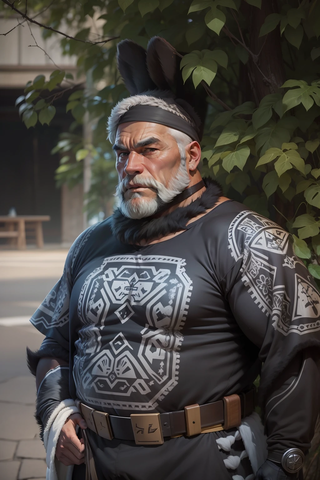 Strong bear，mtu，A old man，ancient wind，muscle men，Big chest