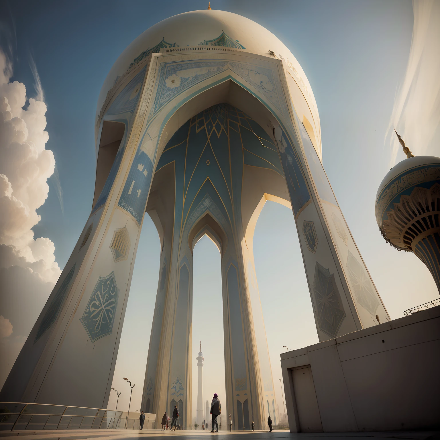 azadi tower syber punk in tehran,, miladtower