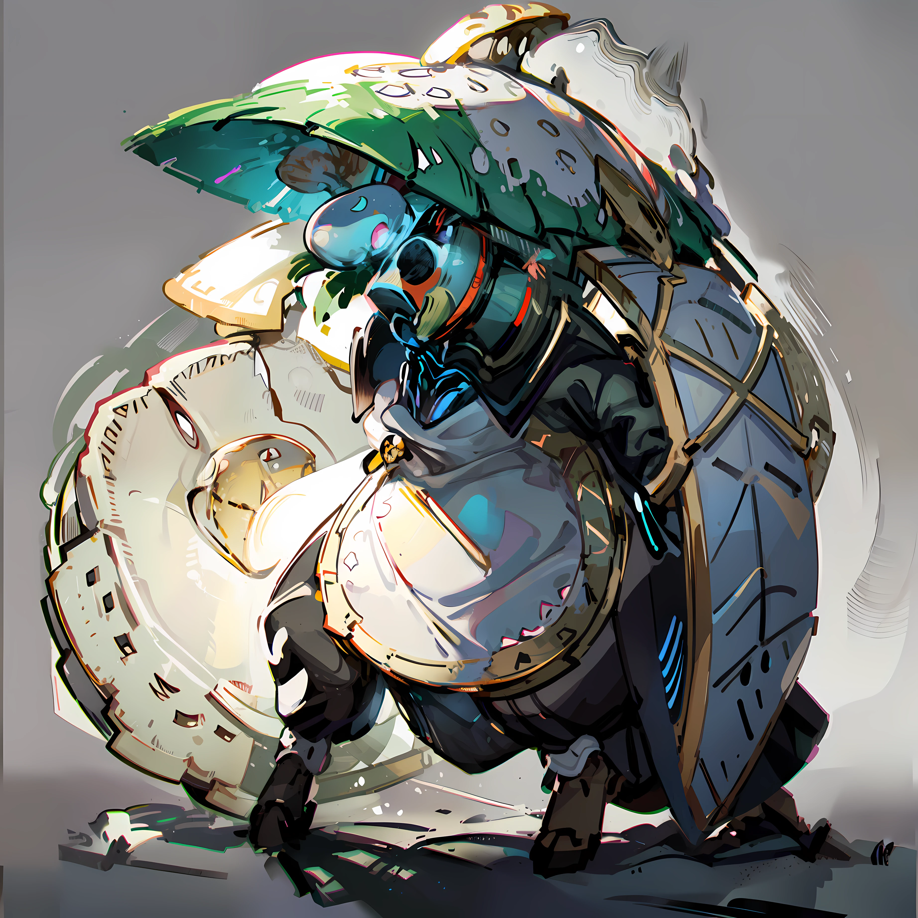 Full body shot, No background, White background, Mushroom Monster, male