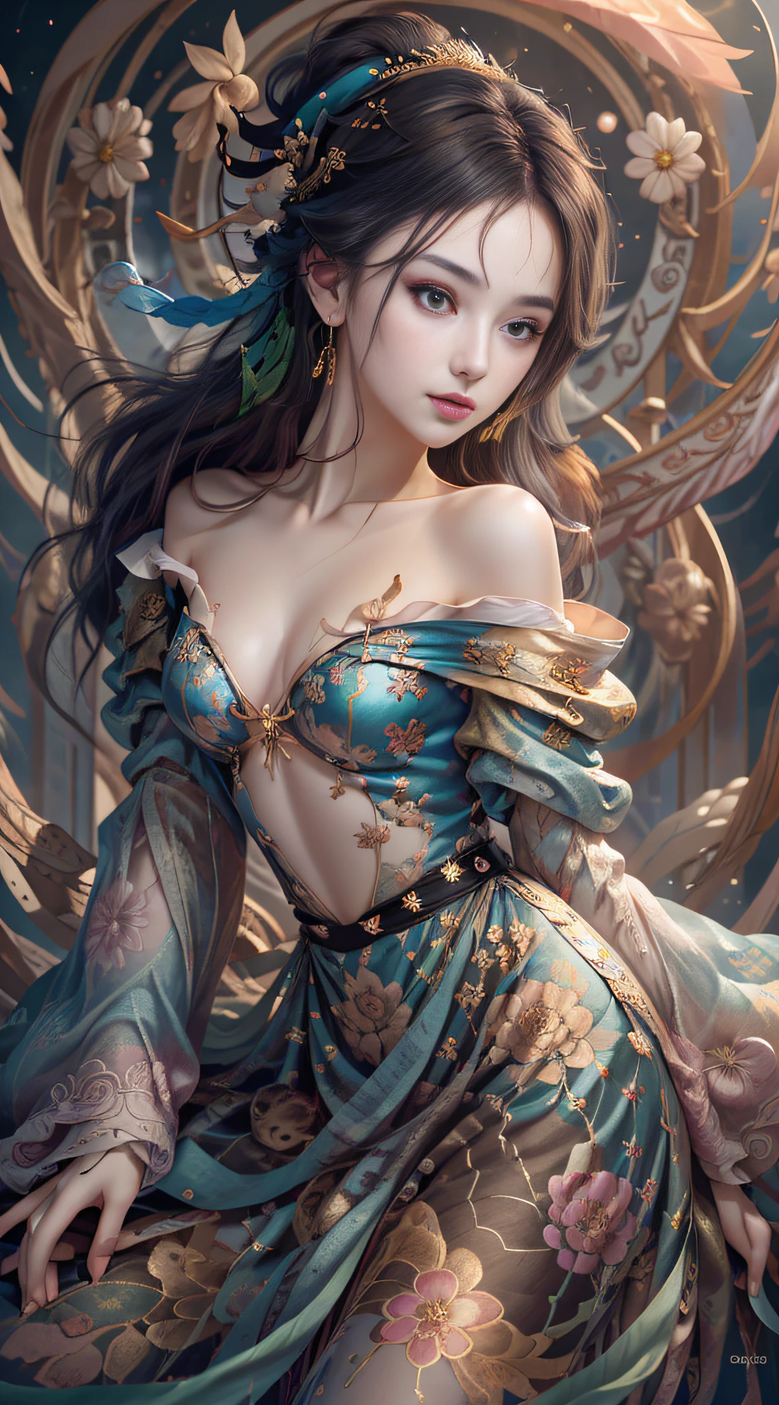 Er Jie, a girl with a smooth and dynamic posture, wearing a loose and flowing pink dress, with a mysterious expression and curly black pink hair, [Zhang Ziyi|Aishwarya Rai], bold and colorful abstract art in a modern and abstract environment, blurred background, bright lights, official art, Unity 8k wallpaper, (zentangle, mandala, tangled, tangled), intricate clothes, mid-style (whole body, from all directions, masterpiece, top quality, best quality, official art, Beauty and aesthetics: 1.2), very detailed, (fractal art: 1.1), (color: 1.1) (flowers: 1.3), highest detail, (zentangle: 1.2), (dynamic pose), (abstract background: 1.3), (shiny skin), (multiple colors: 1.4), (feathers: 1.5), dynamic angle, most beautiful chaotic forms, elegant, fauvist design, bright colors, romanticism, dark style beautiful princess of the underworld spooky bad smile complex tattoos Anime 3D Art Style 3D Dark Night Deep Black Sky Horror ((Cold Complex Skull Accessories )) (Guvez style artwork) ((Black Chinese-style underground palace with huge complex structure in background)) Leica lens Depth of field (Masterpiece, top quality, best quality, official art, Beauty and Aesthetics: 1.2), (1girl: 1.3), (Fractal Art: 1.3) (Masterpiece, Top Quality, Best Quality, Official Art, Beauty and Aesthetics: 1.2), (1girl), Extreme Detail, Colorful, Highest Detail, Official Art, Unified 8k Wallpaper, Ultra Detailed, Beautiful and Aesthetic, Beautiful, Masterpiece, Best Quality, (Zentangle, Mandala, Tangled, Entangle), Holy Light, Gold Leaf, Gold Foil Art, Glitter Drawing, PerfectNwsjMajic M Desfi masterpiece, the best quality, hair becomes fire, hair is on fire, fantasy, (Ray: 1.05), Orange Light Particles, Landscape, Fire, Beautiful and Detailed Explosion, Beautiful Detailed Glow, Flame Burning Around, Flame Burning Around, Fire Feather, Burning, (Burning Forest: 1.34), (Bare Trees: 1.05), Ash, (Red Sun: 1.05), (Flame Around Character: 1.1), Solo, Crazy Smile, (Detail: 1.05), High Resolution Illustration, Radiant Skin, Colorful, (Ultra Fine: 1.1), (Illustration: 1.05), (Detail Light: 1.05), (Extremely Delicate Beauty: 1.1), Beautiful Detail Girl, Depth of Field, white_long_hair, orange_eyes, eyelashes, dark eyelashes, eyeliner, soft glowing eyes, (masterpiece, top quality, best quality, official art, beauty and aesthetics: 1.2), (1girl: 1.3), very detailed, (fractal art: 1.1), (color: 1.1) (flowers: 1.3), most detailed, (zentangle: 1.2), (dynamic pose), ( abstract background:1.3), (shiny skin), (many colors:1.4), ,(earrings), (feathers:1.5), (flamethrower:1.3), red background, phoenix skirt, (masterpiece, top quality, best quality, official art, Beauty and Aesthetics: 1.2), (1girl: 1.3), (fractal art: 1.3), Masterpiece, (Best quality: 1.2), (Ultra Fine: 1.2), Illustration, (Extremely delicate and beautiful: 1.2), Cinematic angle, floating, (Beautiful detail eyes: 1.1), (Detail light: 1.1), Cinematic lighting, exquisite sky, woman, white hair, blue eyes, (high ponytail: 1.1), cape, glowing eyes, (moon: 1.2), (moonlight: 1.1), starry sky, (light particles: 1.1), fog, snow painting, sketching, blooming,anime girl in white dress with flowing hair and stars, Guvez style artwork, fantasy art style, beautiful digital artwork, beautiful character painting, Yang J, beautiful digital illustration, stunning digital illustration, 8k high quality detail art, li song, guvitz, digital fantasy art), beautiful fantasy art, trending on cgstation, (masterpiece, top quality, best, official art, beautiful and aesthetic, Long exposure: 1.2), smooth movement, charming pattern, 1 girl, (long skirt with sleeves: 1.3), upper body close-up, no shoulders, chinese girl, blush, black lob hair, portrait, solo, upper body, gaze observer, detailed background, detailed face, (crystallineAI, crystalline theme:1.1), elemental wood sprite, rotating leaves, controlling leaves, emerald clothes, dynamic pose, floating particles, Ethereal Power, Leaves, Steam, Forest in Background, Green Tones, Forest, Ethereal Atmosphere, Official Art, Unified 8k Wallpaper, Ultra Detailed, Beautiful and Aesthetic, Masterpiece, Best Quality, (Zentangle, Mandala, Tangled, Entangled), (Fractal Art: 1.3), 1girl, Very Detailed, Dynamic Angle, Cowboyshot, Most Beautiful Forms Chaotic, Elegant, Fauvist Design, Bright Colors, Romanticism, James Jean, Robbie Devi Antono, Ross Tran, Francis Bacon, Michal Mraz, Adrian Ganey, Petra Cortwright, Gerhard Richter, Takashi Yamamoto, Ashley Wood, atmospheric, ecstatic notes, flow notes visible, -V6 --q2 ---s750