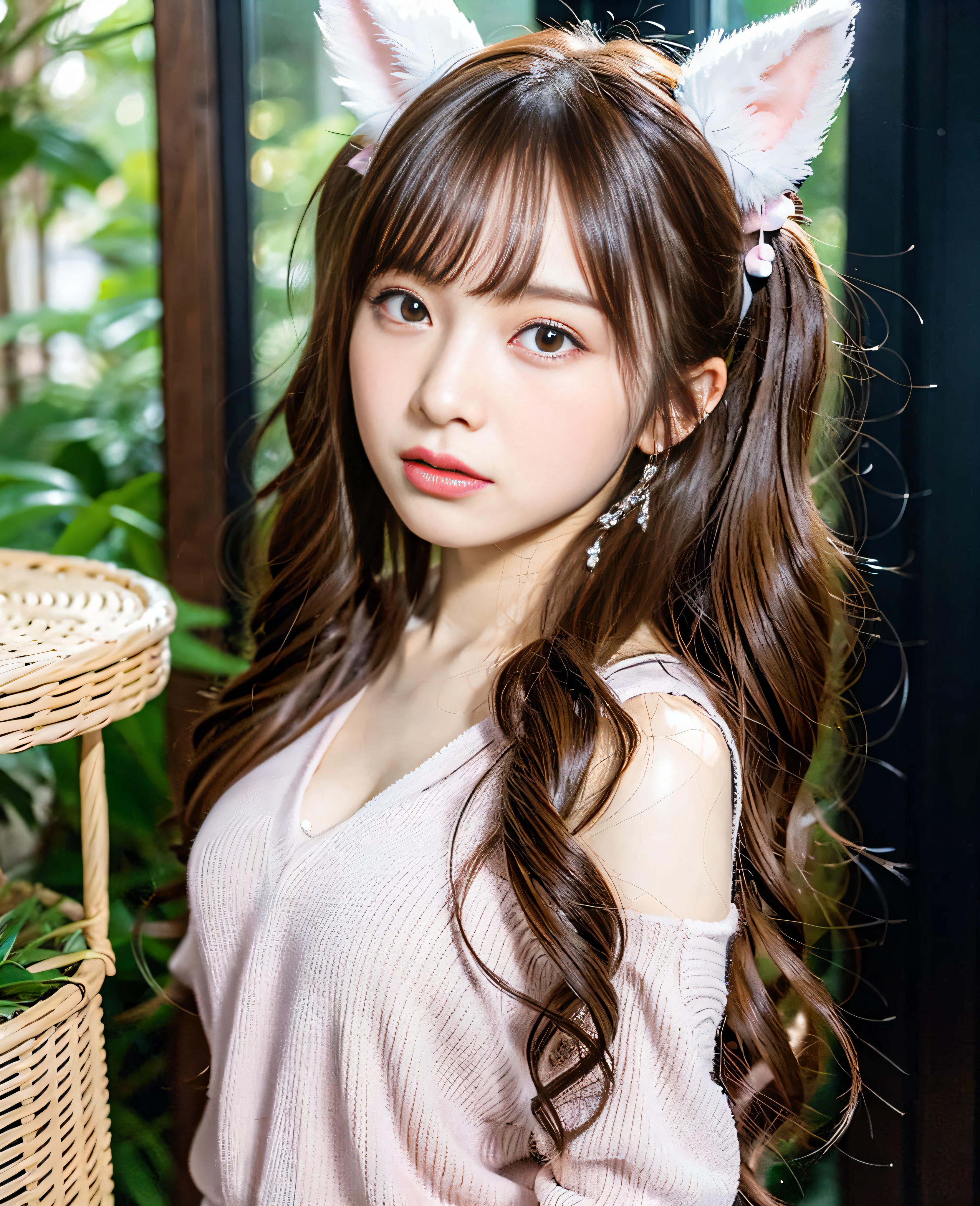 20 years old, one girl in Bunny Year is posing for a photo, twin-tailed hairstyle, kemono mimi, twin-tailed, shikamimi, sakimi-chan, sakimi-chan, cute hairstyle, yuruyuri, chiho, cute hairstyle, 8khd, 8k!, nekomimi, aoshima chiho, hololive, symmetry!!