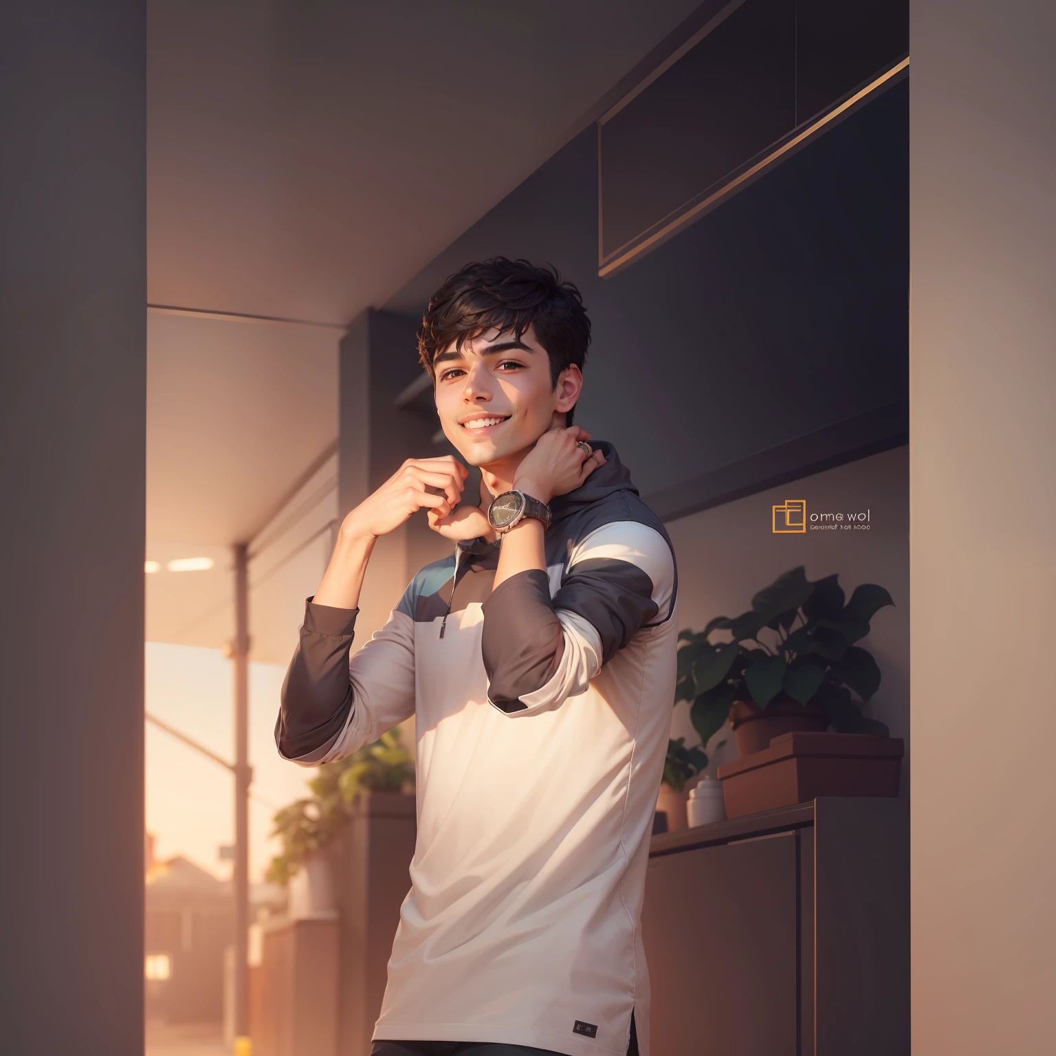 Cute smile, handsome boy, orginal face, background change