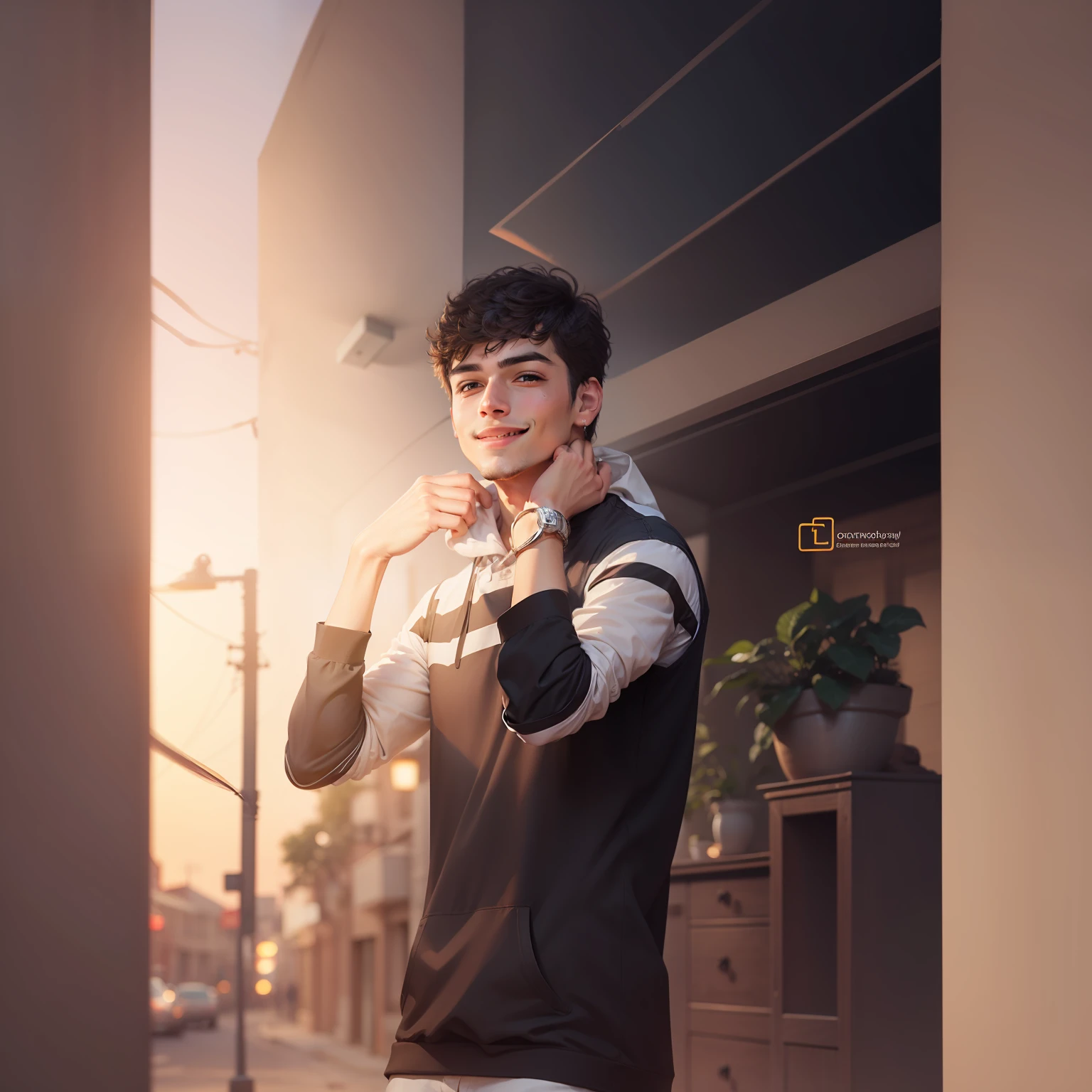 Cute smile, handsome boy, orginal face, background change