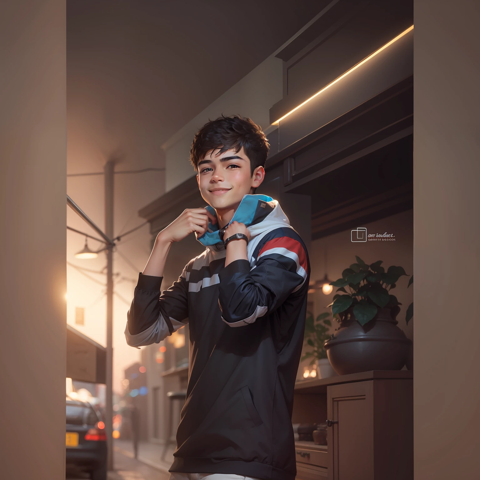 Cute smile, handsome boy, orginal face, background change