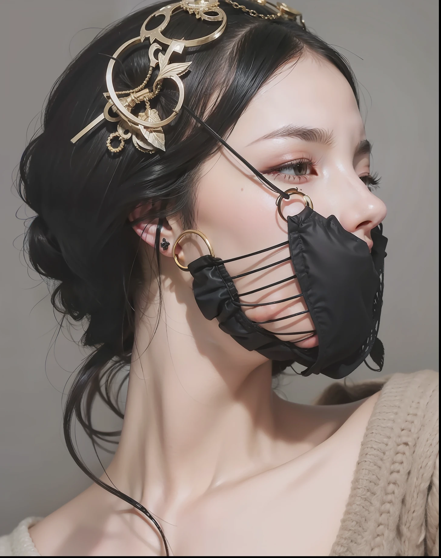 Female model with the impression of horror and killer