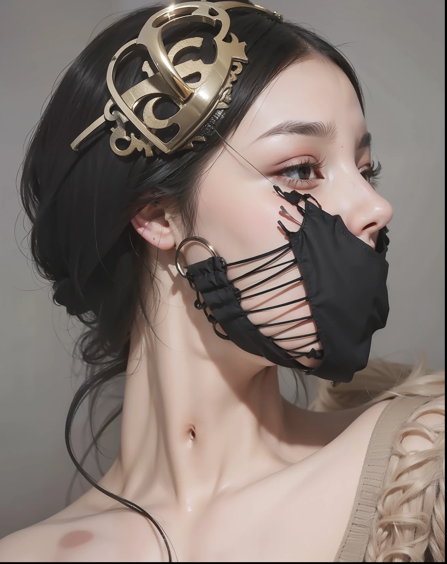 Female model with the impression of horror and killer