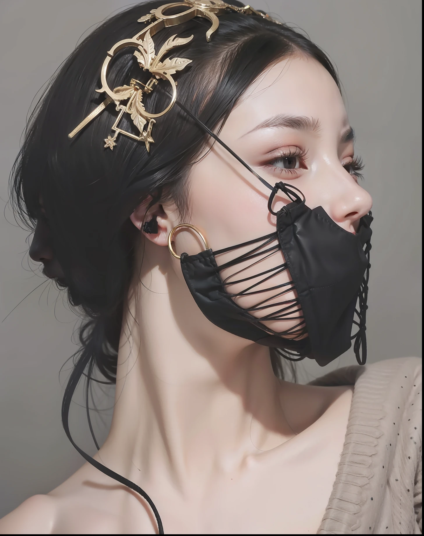 Female model with the impression of horror and killer