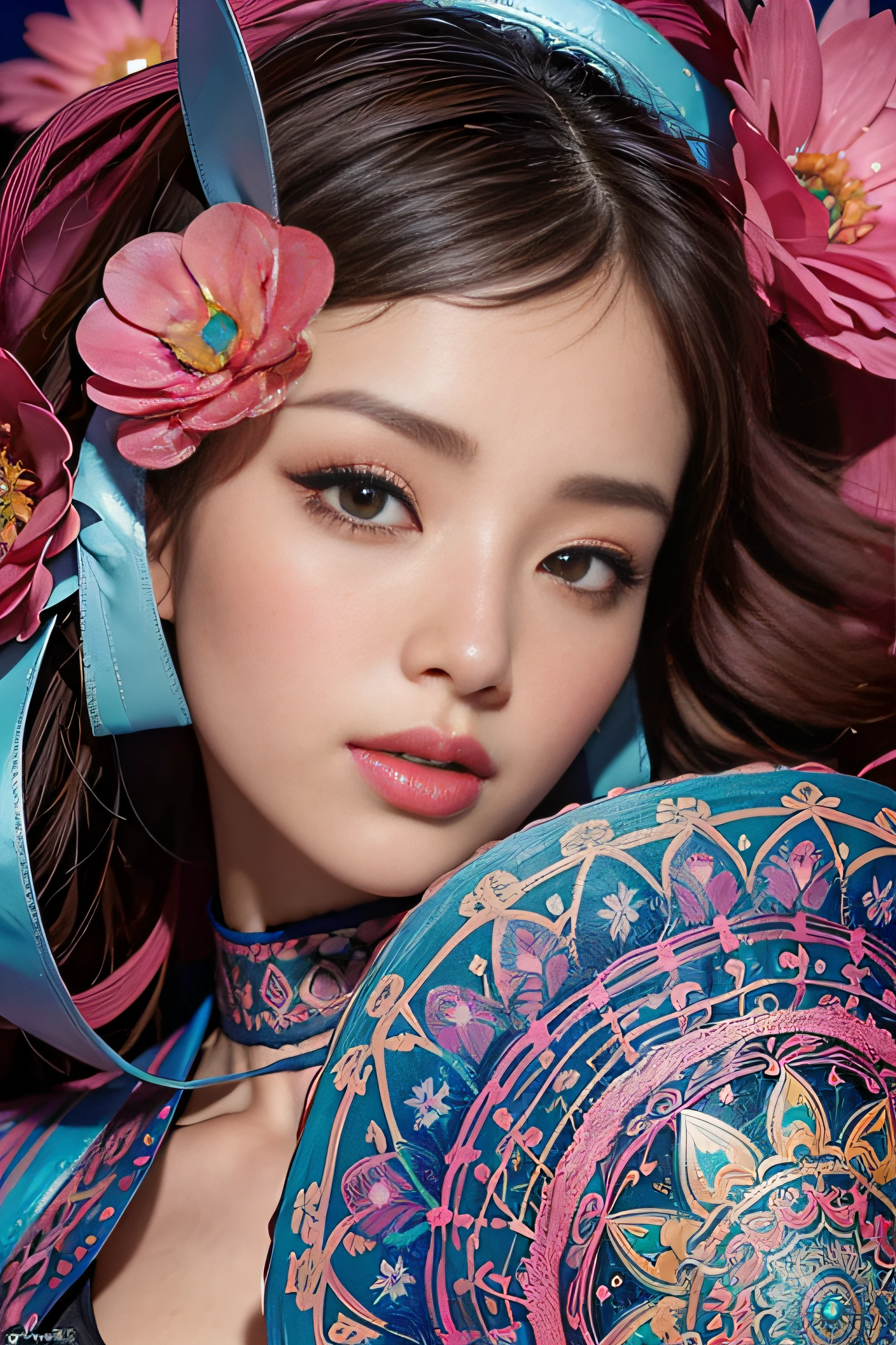 pureerosface_v1,
official art, unity 8k wallpaper, ultra detailed, beautiful and aesthetic, beautiful, masterpiece, best quality, (zentangle, mandala, tangle, entangle), (ecstasy of flower:1.2), dynamic angle, cowboyshot, the most beautiful form of chaos, elegant, a brutalist designed, vivid colours, romanticism, atmospheric,