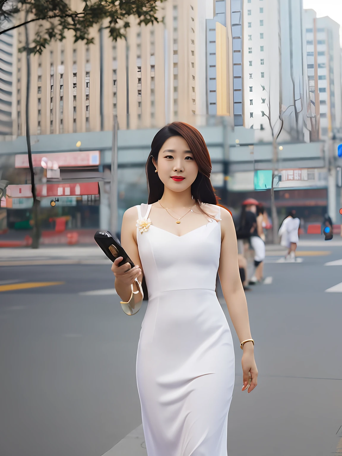 A lady. araki, Wearing a white dress, Stand in front of the building, wenfei ye, xintong chen, 2 , 30 year-old woman, 3 0 years old woman, Zhang Wanting, chengyou liu, wenjun lin, 2 9 years oldngchen shen, xue han, jinyiwei, xision wu