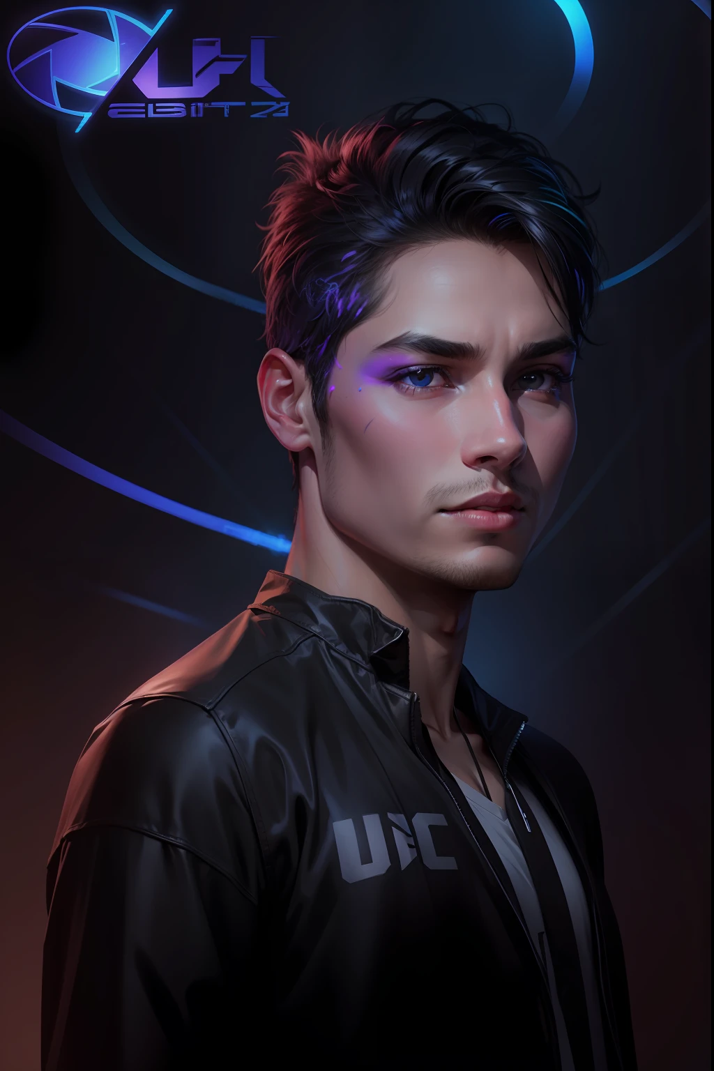 Black light background,real face