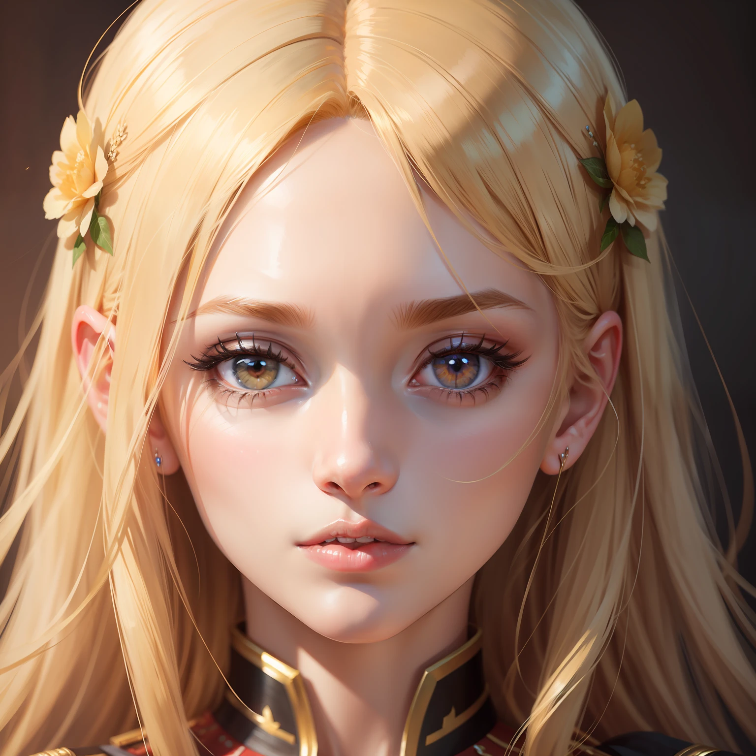 Very beautiful princess with bright eyes blond hair face hyper realistic portrait super detailed