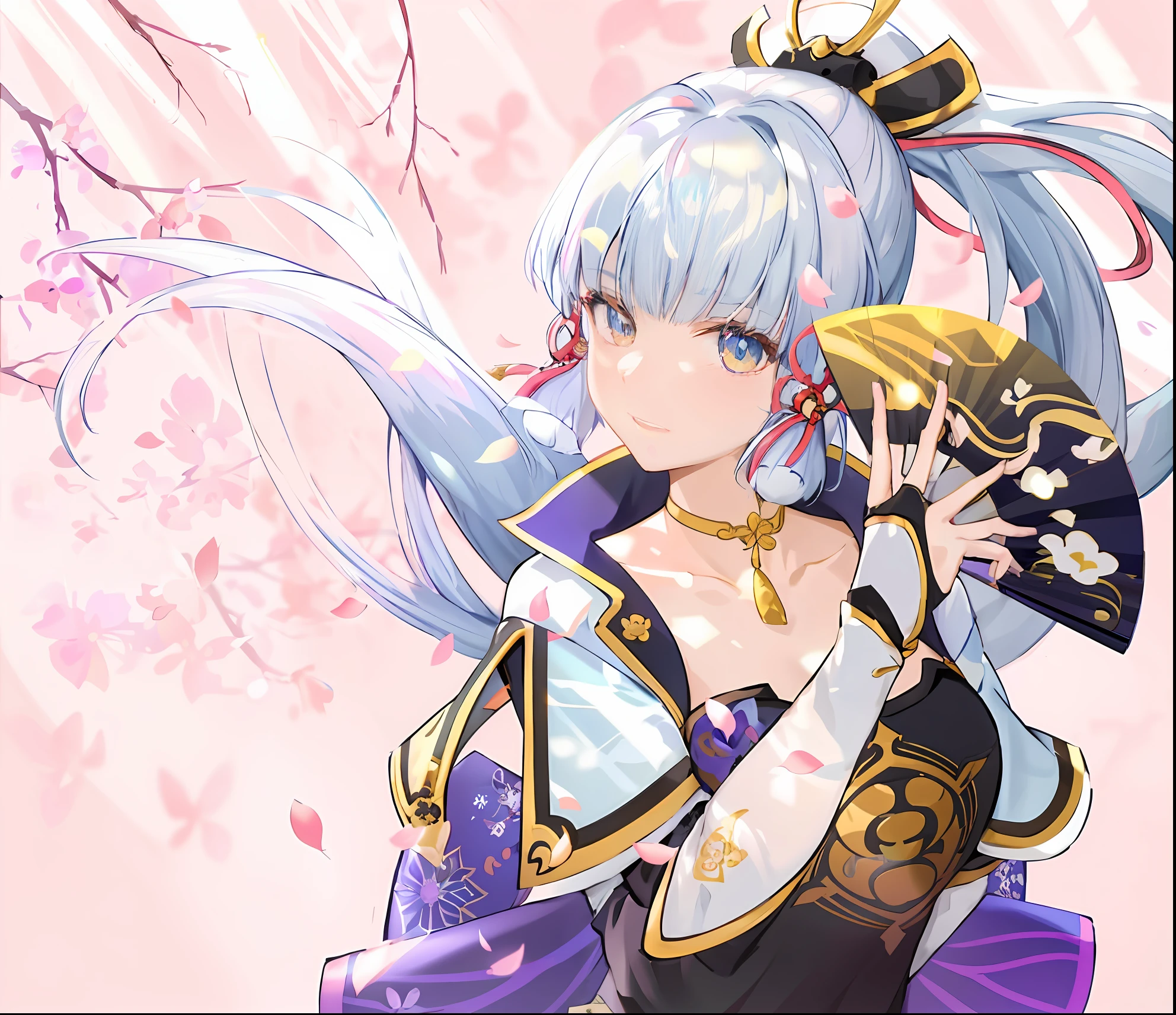 Anime girl with long hair holding fan and fan in her hand, Ayaka Genshin impact, onmyoji portrait, Keqing from Genshin Impact, ayaka game genshin impact, Onmyoji detailed art, Best anime 4k konachan wallpaper, onmyoji, zhongli from genshin impact, Splash art anime