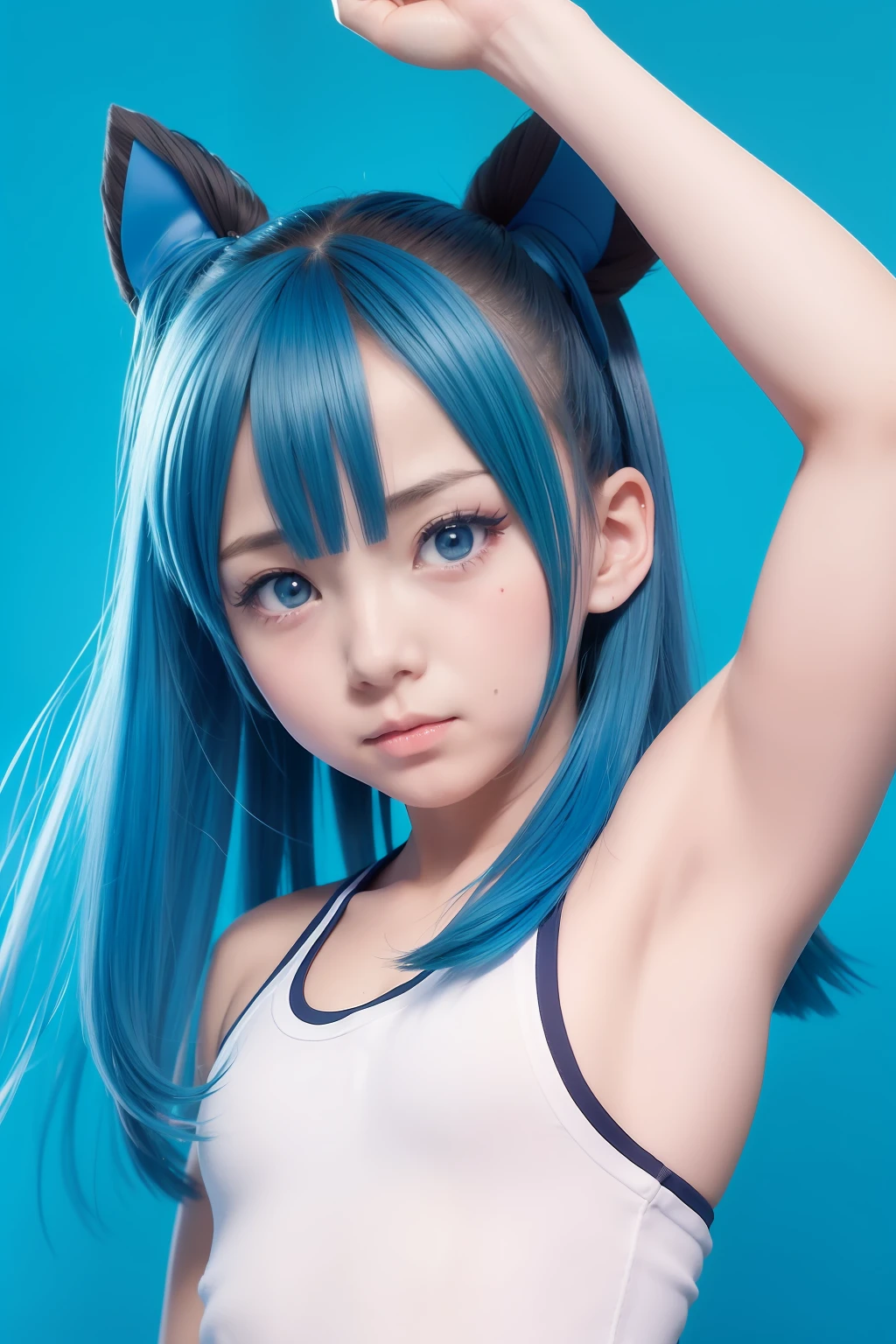 Anime character with surprised expression on blue background, anime moe art style, muscular!!, muscular!, mihoyo art style, by Miyamoto, Moe, Gapmoe Yandere, Kantai Collection Style, nagatoro, Manga!, けもの, Makoto, Manga!!!, shirobako, monochrome artwork!!, manga style only