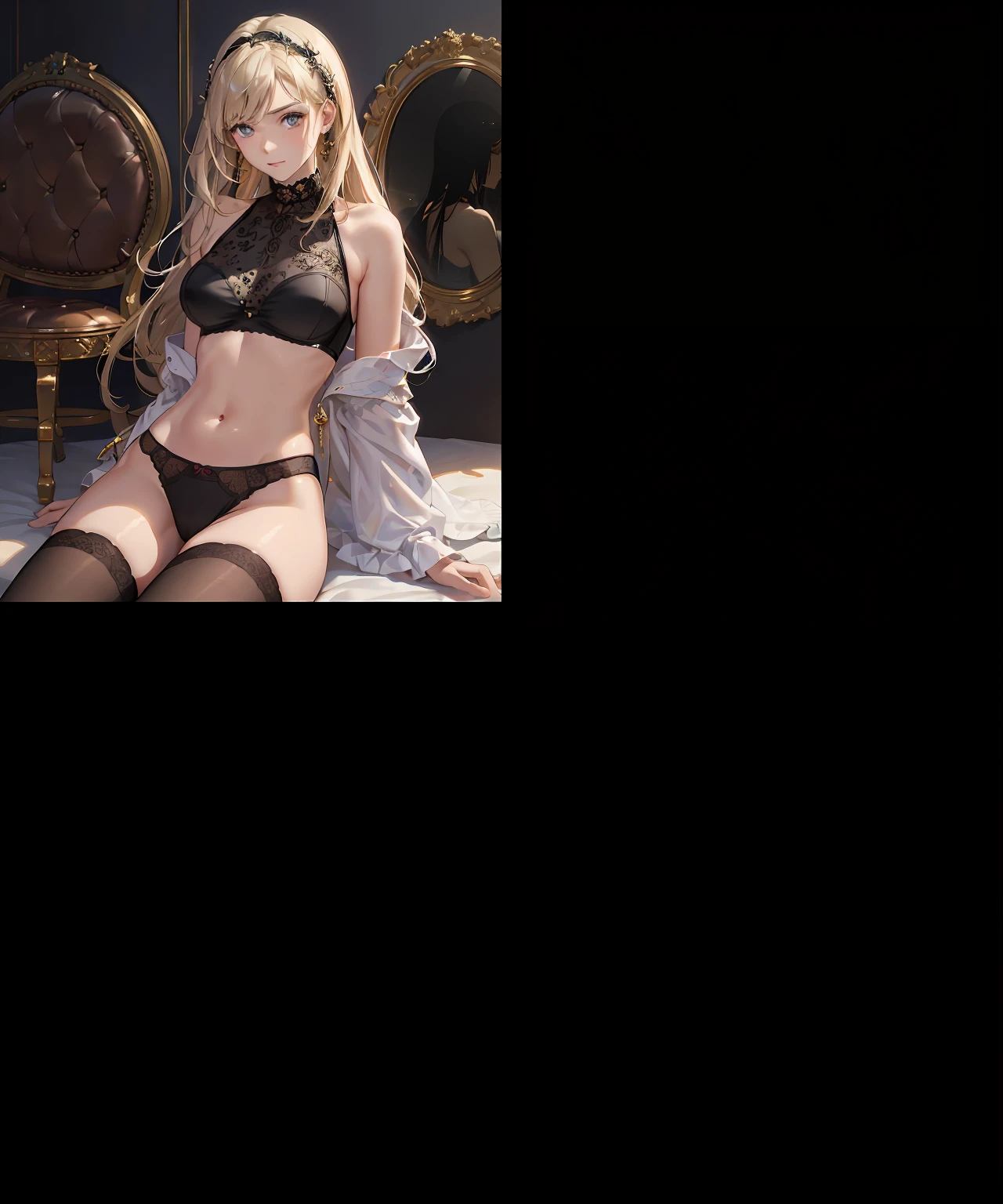 {{masterpiece}}, shiny skin, {{ peek}} , wide spread legs, holding, underwear, sweat , little girl ,  ，medium breasts