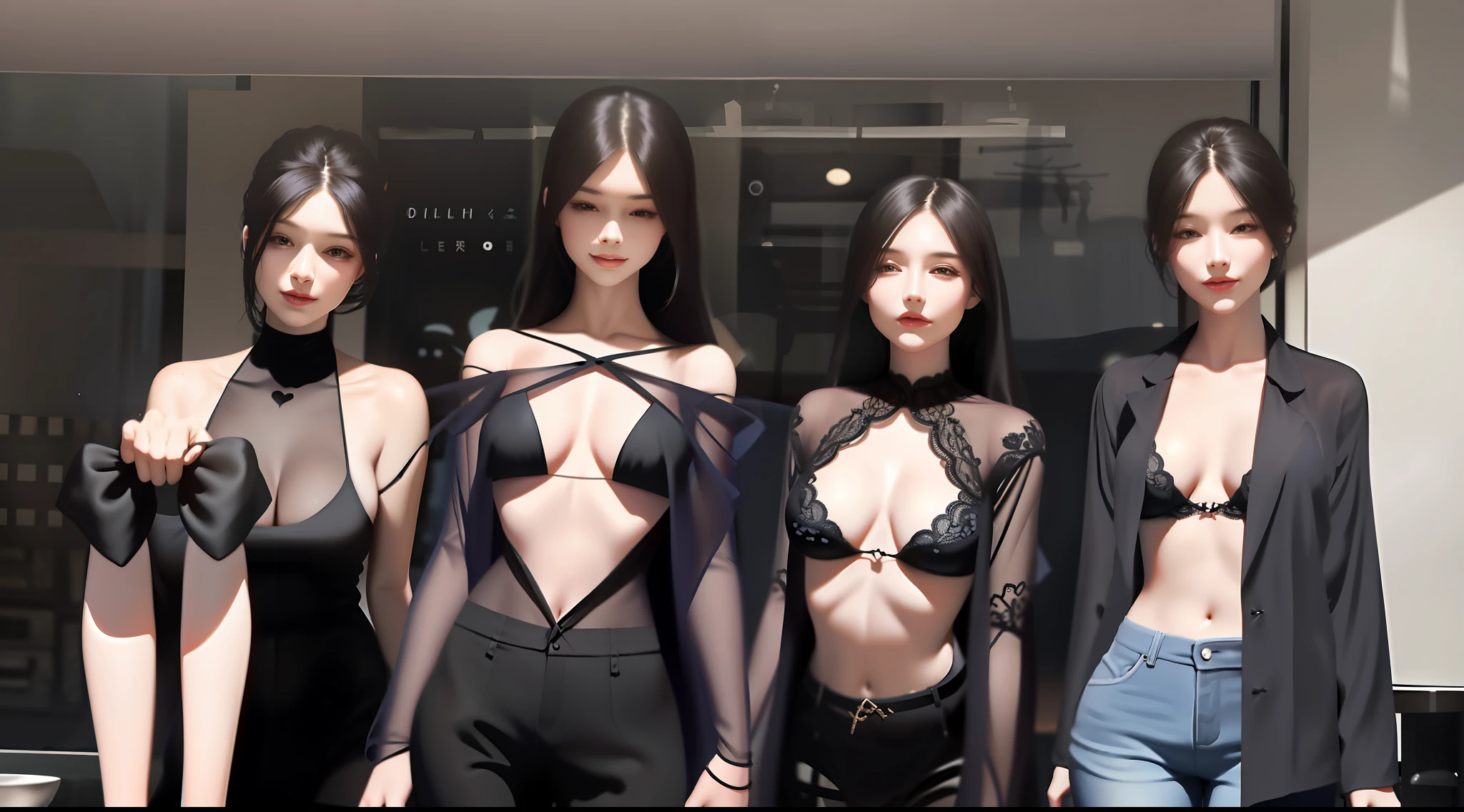 Beautiful open legs,slenderness,Cleavage is seductive,blacksilk,Beth,Lace,Barechested