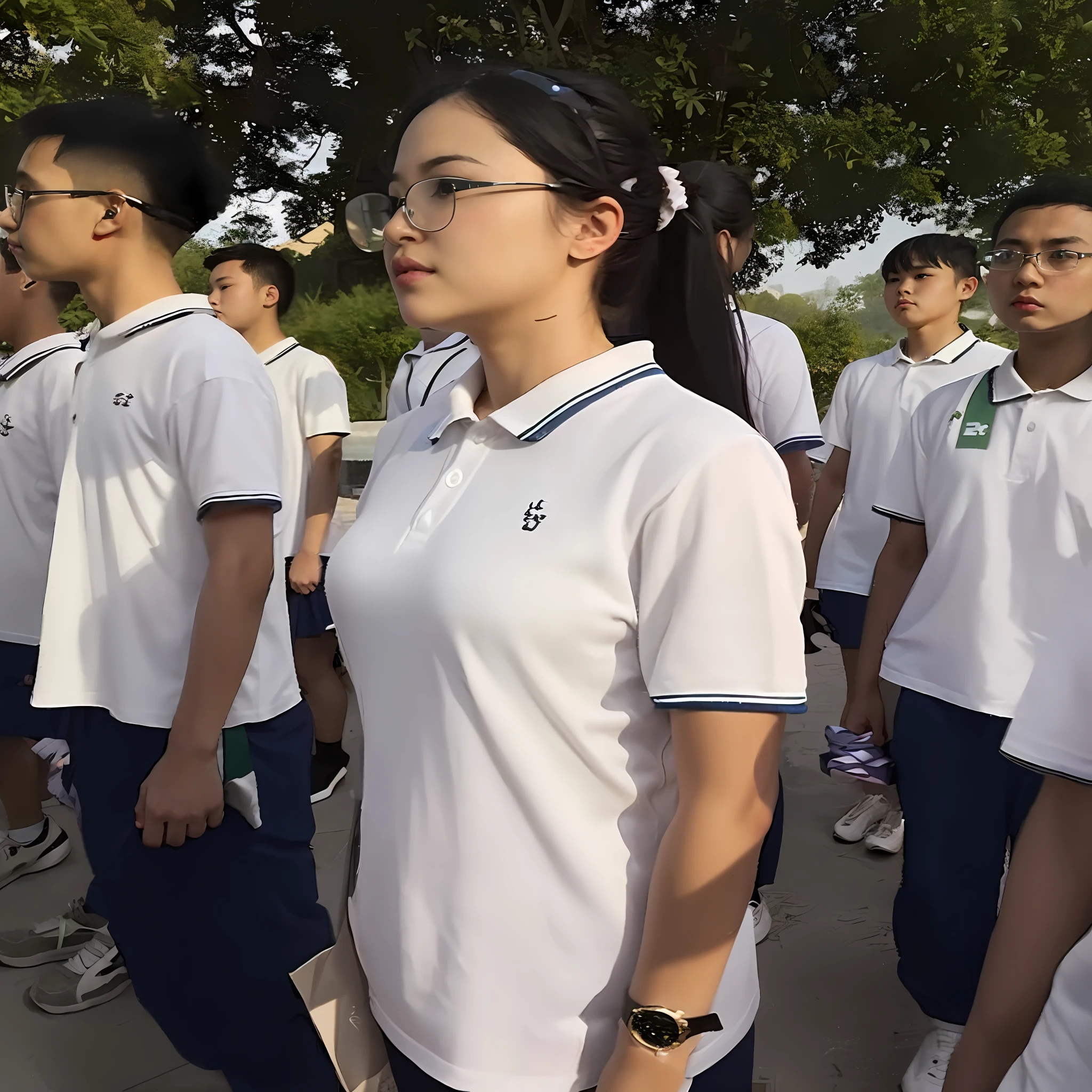 JK school uniform, White school uniform, Li Zixin, girl in uniform, in school uniform, Student, Chinese, in school uniform, yanjun cheng, wang liang,