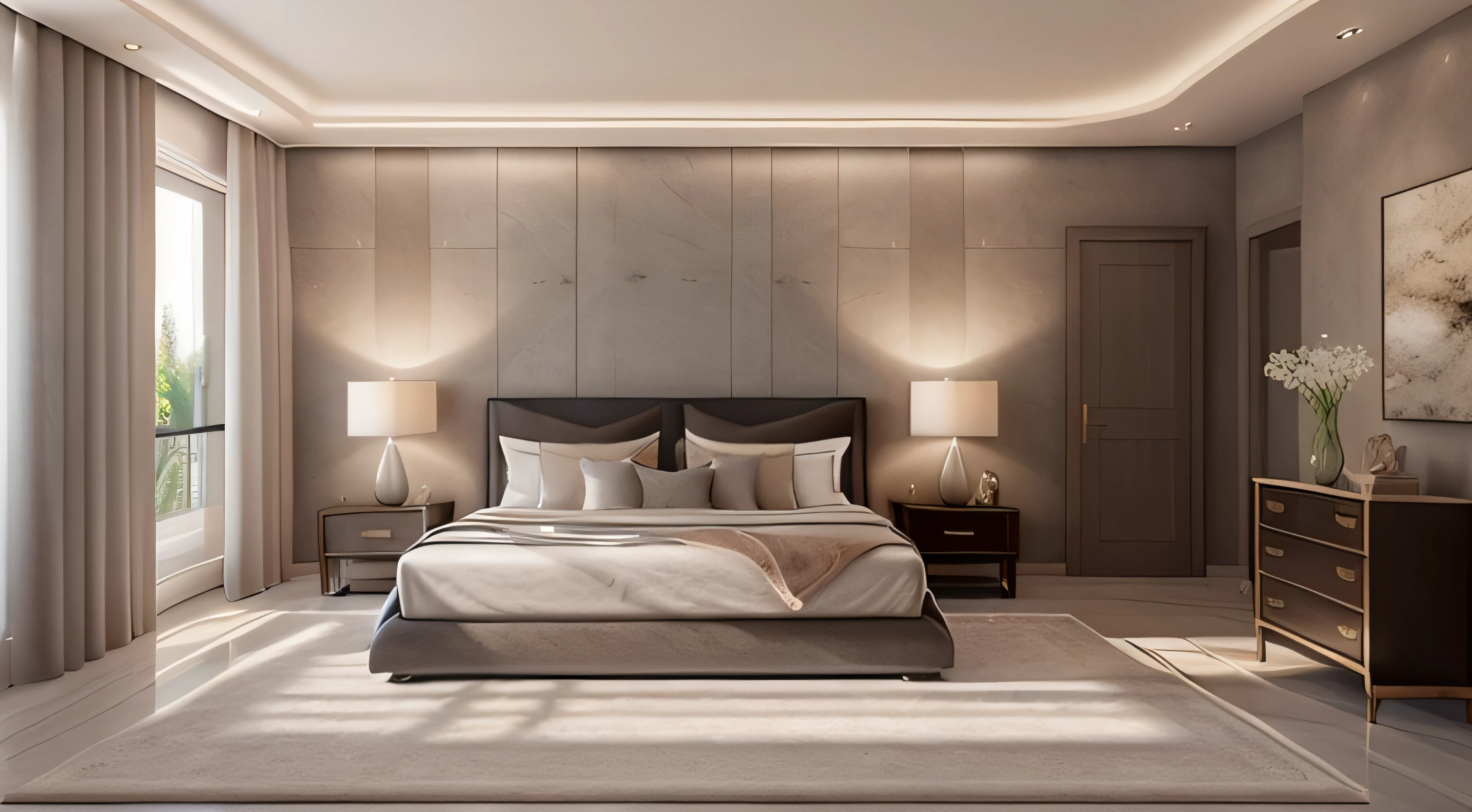 ((best qualtiy，tmasterpiece，8))，There is a TV on the bracket in the bedroom, personal room background, High quality, photorealistic room,, super realistic render vray, living room wall background, high-quality picture, 8k vray render, product introduction photos, vray rendering 4K的, Vray Render 4 km, high quality photorealism，toplight