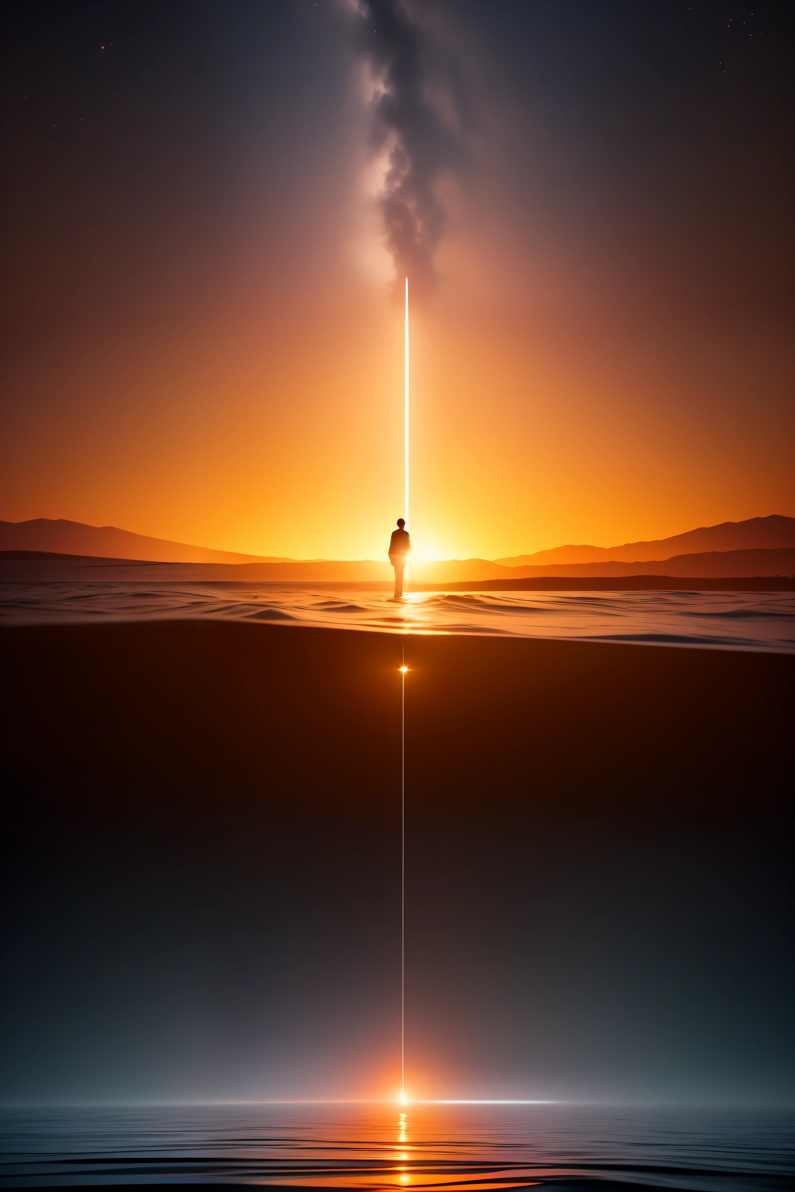 (Our lives are the rivers, que van a dar a la mar, que es el morir), Dream, personajes reflexivos, pintura digital ultra realista , brillos tornasolados, efectos 3D, Ultra HD,super detallada, 16K Obra de arte, Mano con cinco dedos, Anatomically correct ,cinematic lighting