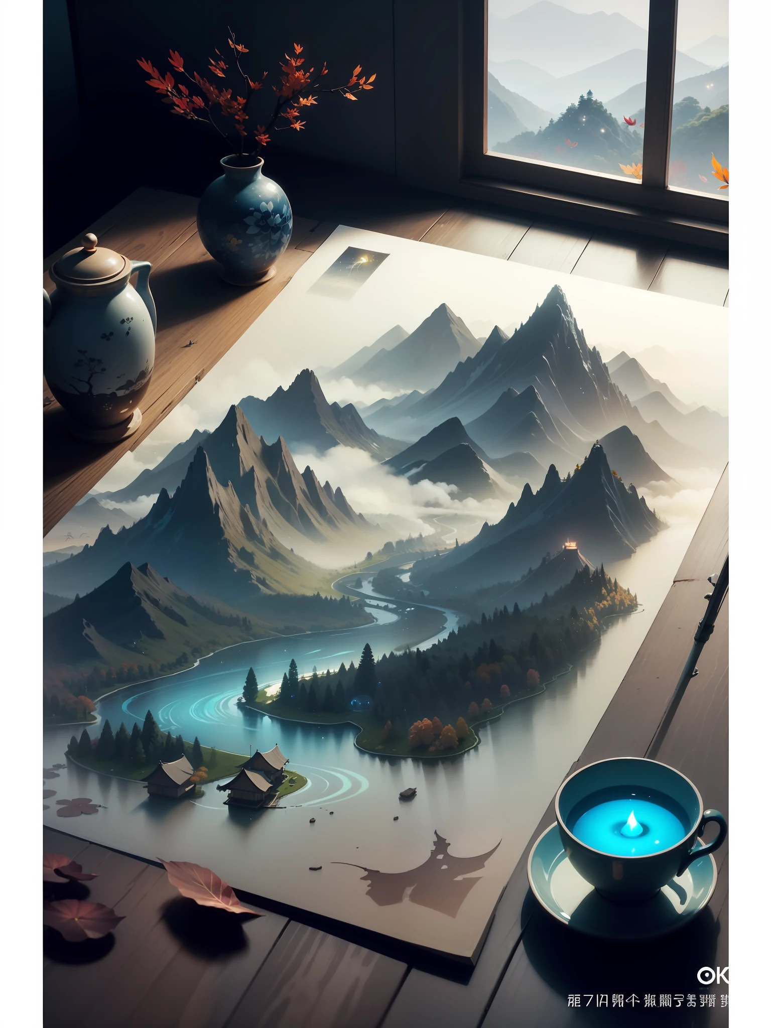 Mountains and rivers
Masterpiece, best quality, (very detailed CG unified 8k wallpaper), (best quality), (best illustration), (best shadow), glowing elf with a glowing deer, drinking water in the pool, natural elements in forest theme. Mysterious forest, beautiful forest, nature, surrounded by flowers, delicate leaves and branches surrounded by fireflies (natural elements), (jungle theme), (leaves), (branches), (fireflies), (particle effects) and other 3D, Octane rendering, ray tracing, super detailed, alpine flowing water Xiaoqiao artistic conception beauty, there is a kind of sea and a hundred rivers with tolerance and great artistic conception, and landscape painting of Jiangnan water town. Red atmosphere, maple leaves, autumn, artistic conception, red lotus, lotus pond moonlight, autumn, blue ink painting, ink painting, thousands of miles of rivers and mountains, ink world --auto --s2