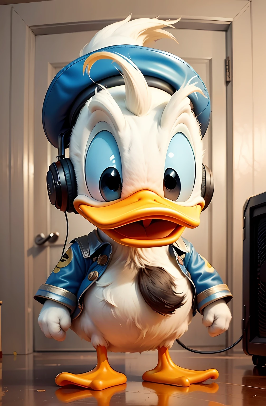 Oi! Como legal, You want a cheerful duck and youtuber with blue eyes wearing headphones, nascer? Imagine um pato super animado, sempre pronto para animar o dia de todo mundo! He loves to share funny videos, gaming tips and even dance tutorials on your channel. Com seus olhos azuis brilhantes, He conveys a lot of joy and enthusiasm in each video. E, claro,, ele nunca sai de casa sem seus fones de ouvido, afinal, Music is a big inspiration for him. I'm sure you'll love this super excited youtuber duck!