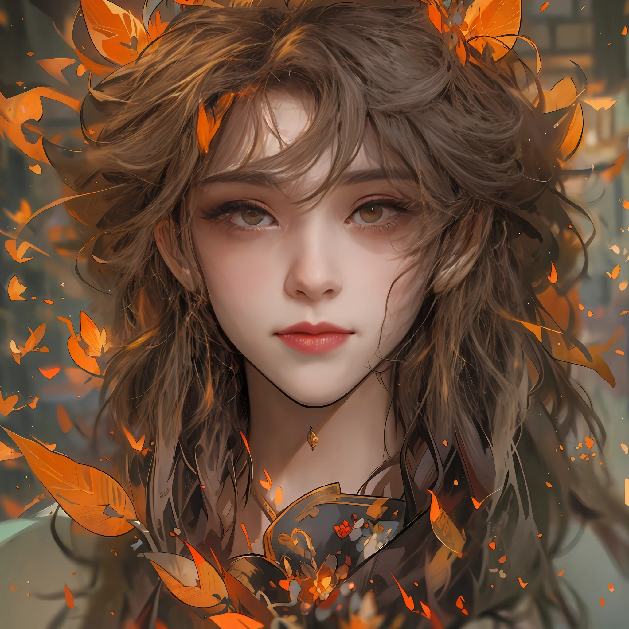 1boy,Ancient fairy costumes,Orange eyes,Long flowing hair,Handsome face,Cool,Cold,Semi-realistic,Meticulous facial features,Wearing exquisite fairy costumes,NSFW,tmasterpiece,Need,super-fine,best qualtiy,Unreal 5,rendering by octane