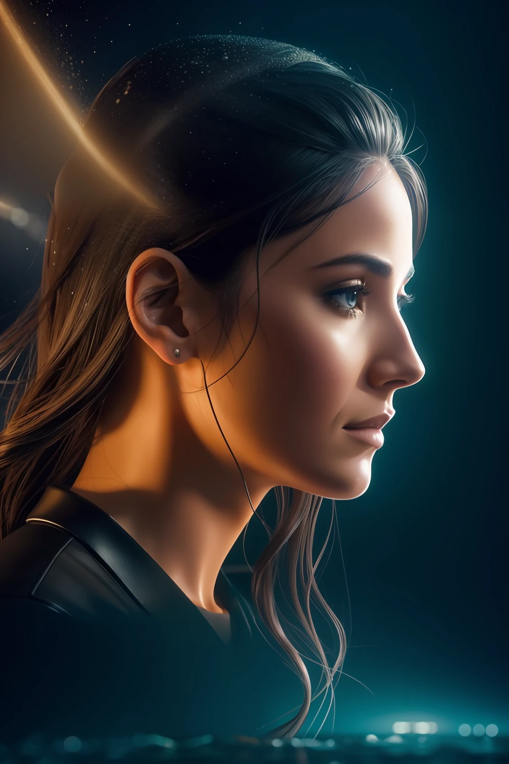 (Our lives are the rivers, que van a dar a la mar, que es el morir), dream, personajes reflexivos, Pintura digital ultra realista , brillos tornasolados, efectos 3D, Ultra HD, obra de arte, Mano con cinco dedos, Anatomically correct ,cinematic lighting